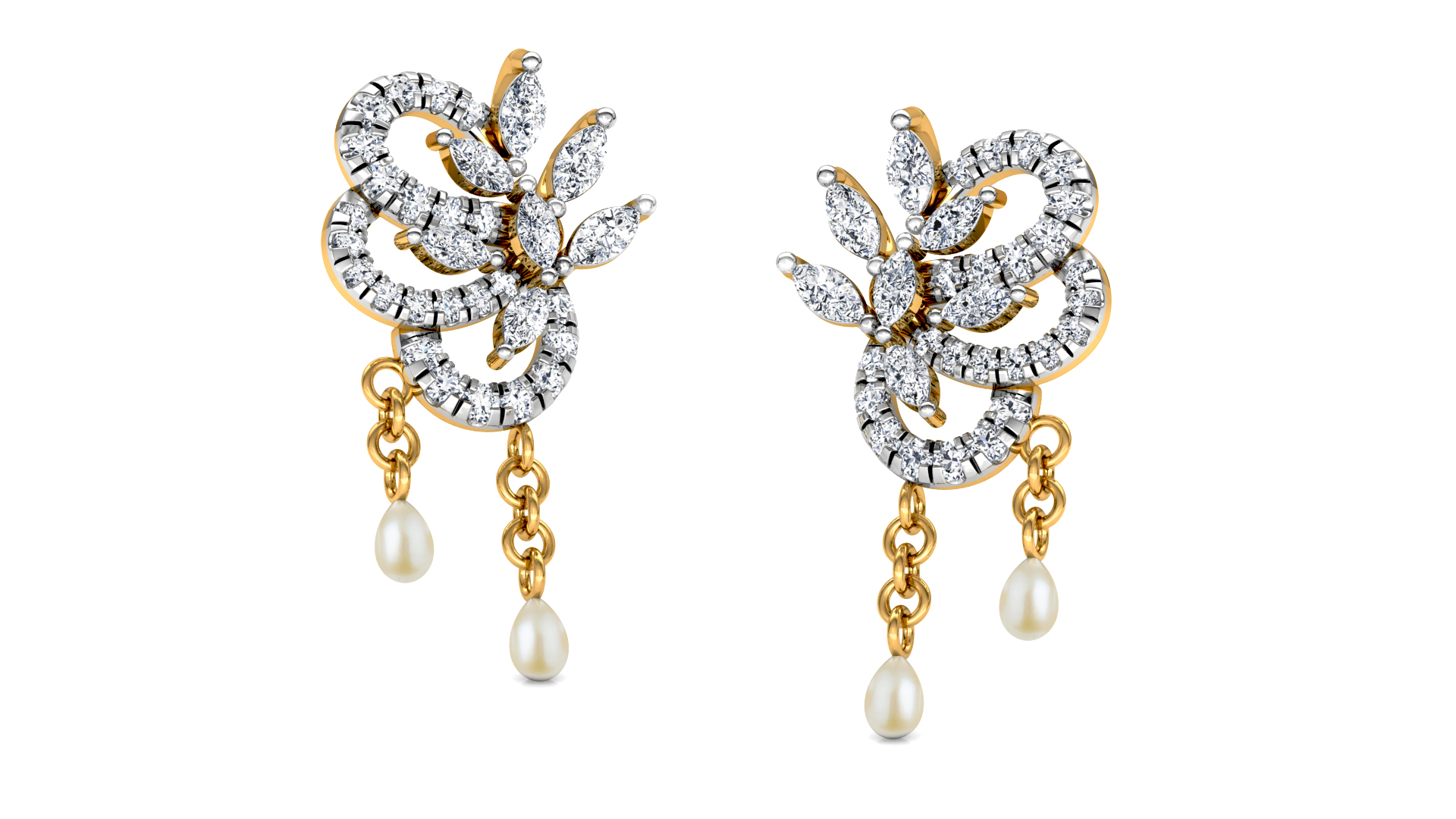 Designer Trendy Gold Diamond Earring