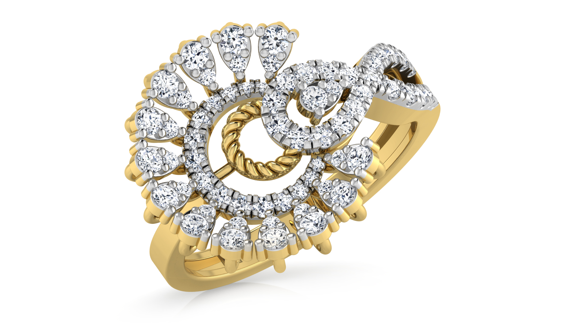 Designer Stylish 18 K Gold Diamond Ring for Women and Girls