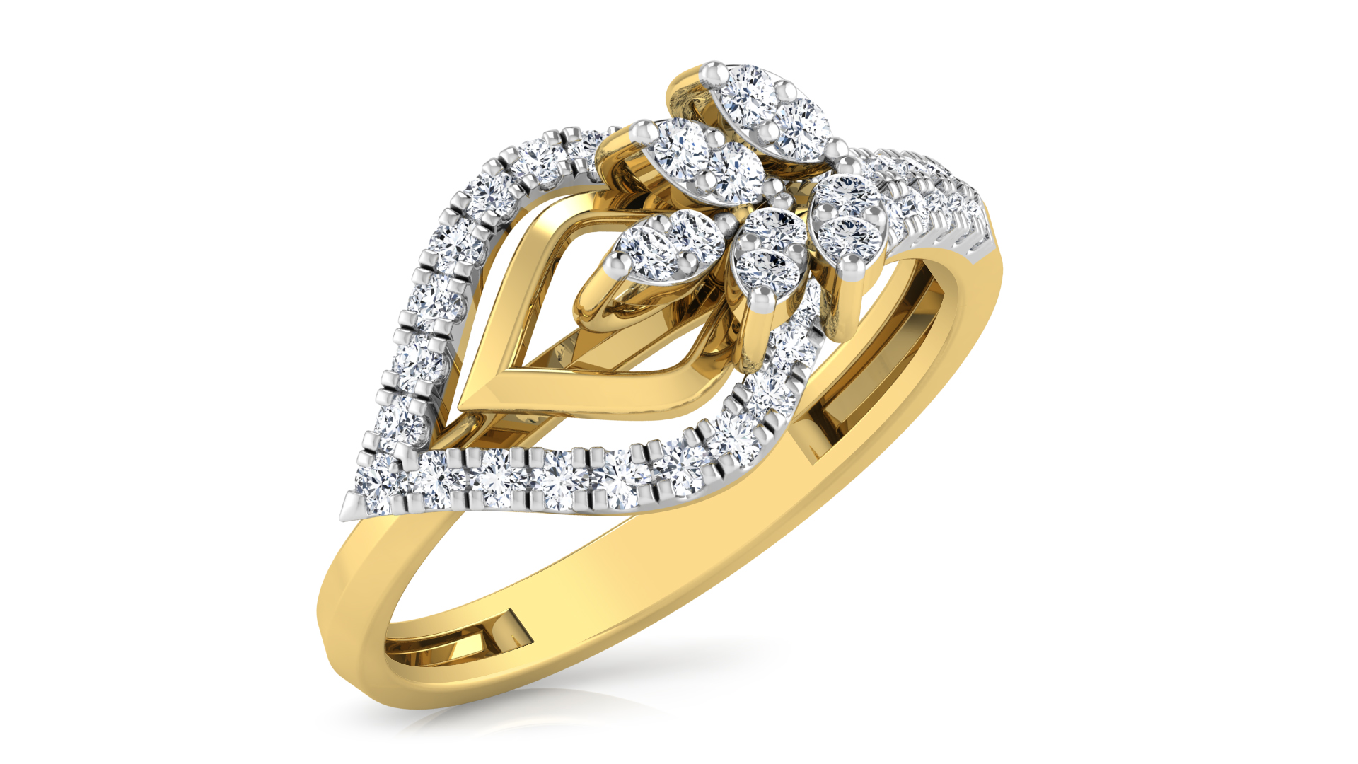 Designer Stylish 18 K Gold Diamond Ring for Women and Girls