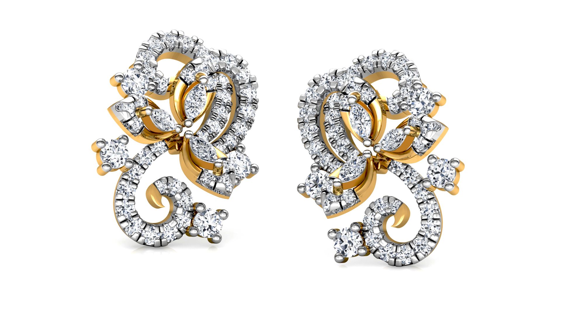 Designer Trendy Gold Diamond Earring
