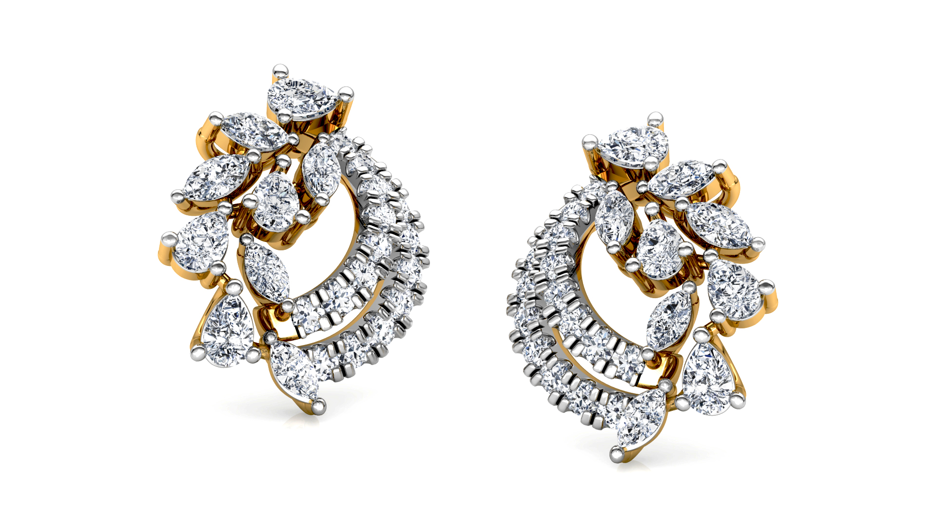 Designer Trendy Gold Diamond Earring