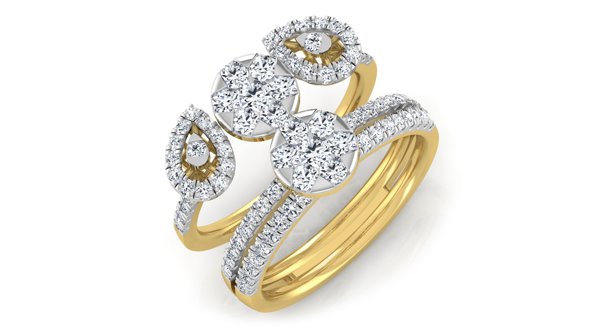 Designer Stylish 18 K Gold Diamond Ring for Women and Girls