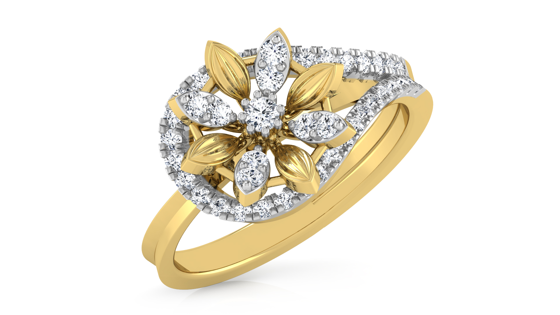 Designer Stylish 18 K Gold Diamond Ring for Women and Girls