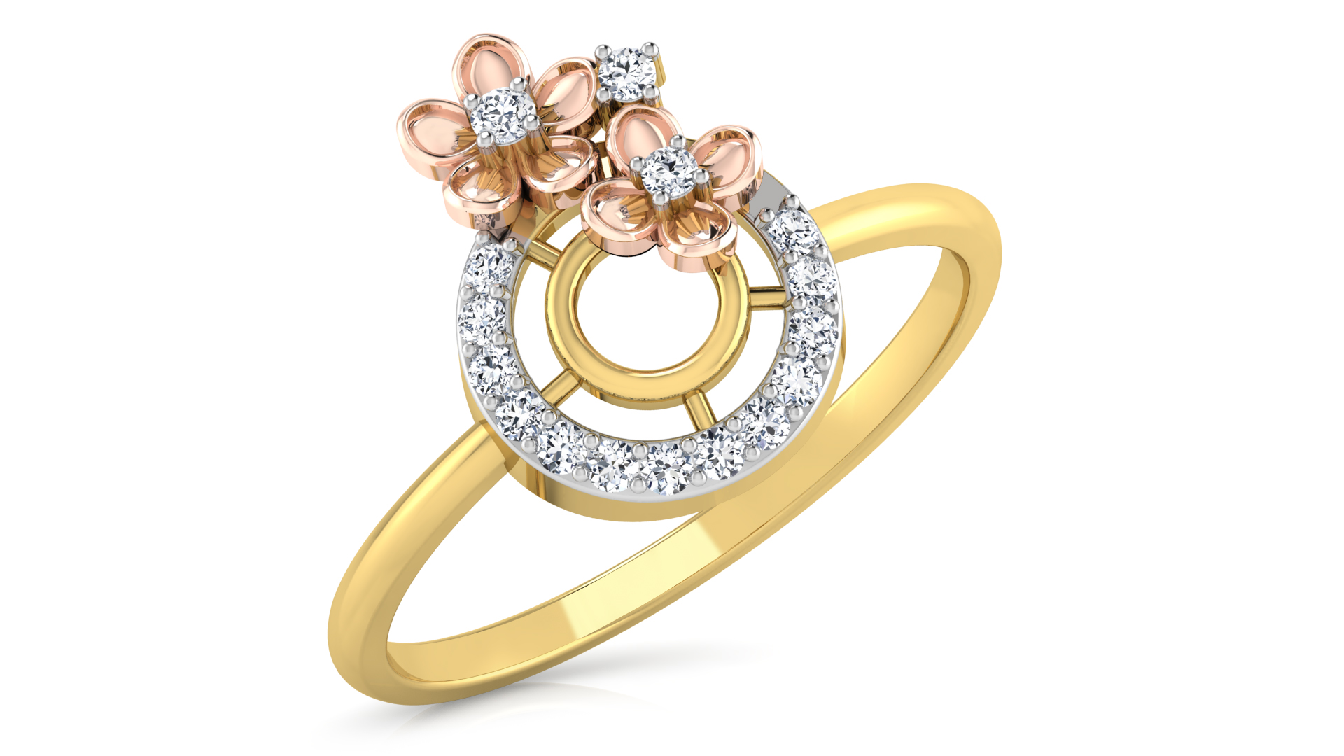 Designer Stylish 18 K Gold Diamond Ring for Women and Girls