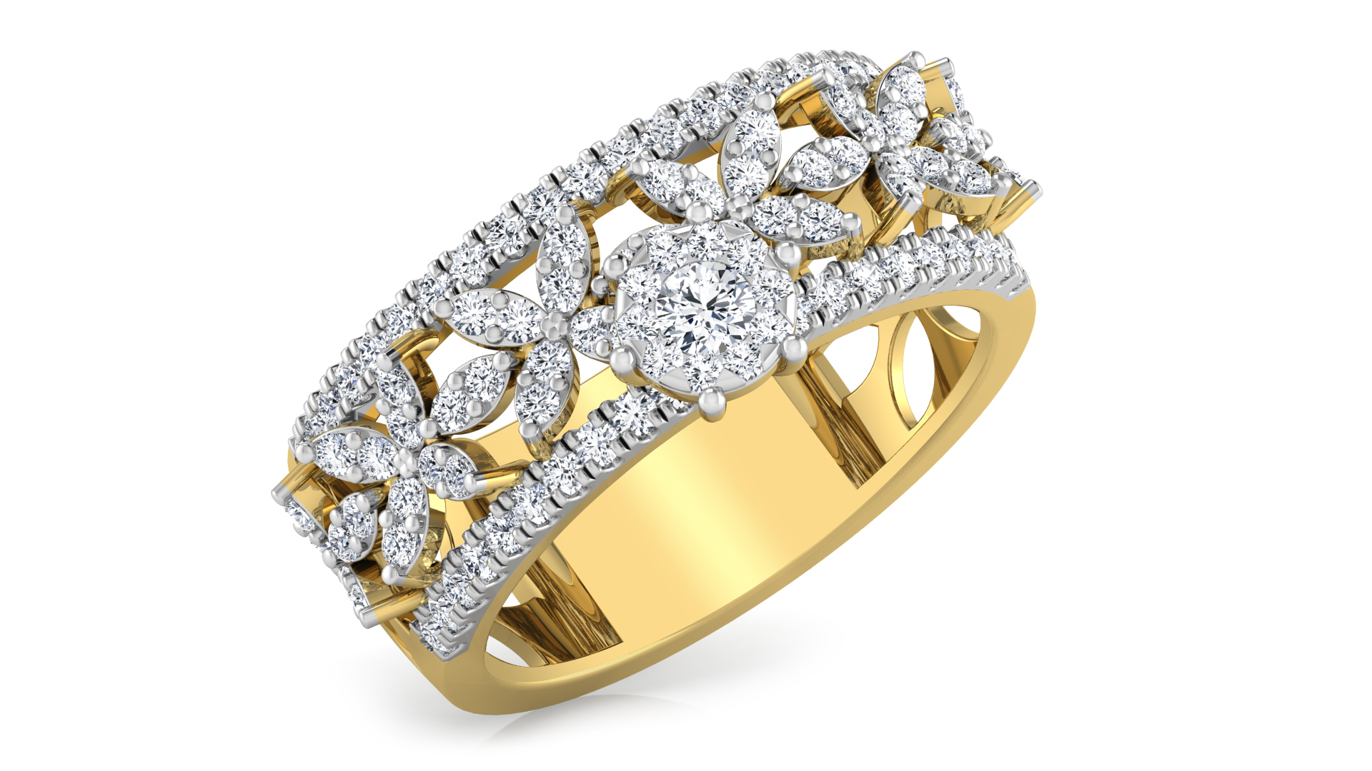 Designer Stylish 18 K Gold Diamond Ring for Women and Girls
