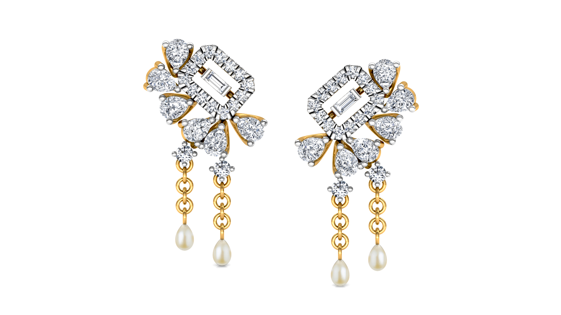 Designer Gold Trendy Diamond Earring