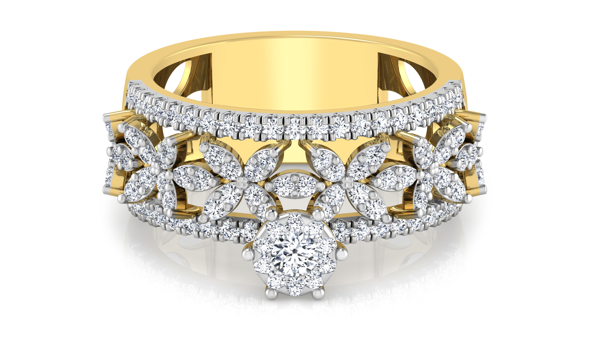 Designer Stylish 18 K Gold Diamond Ring for Women and Girls