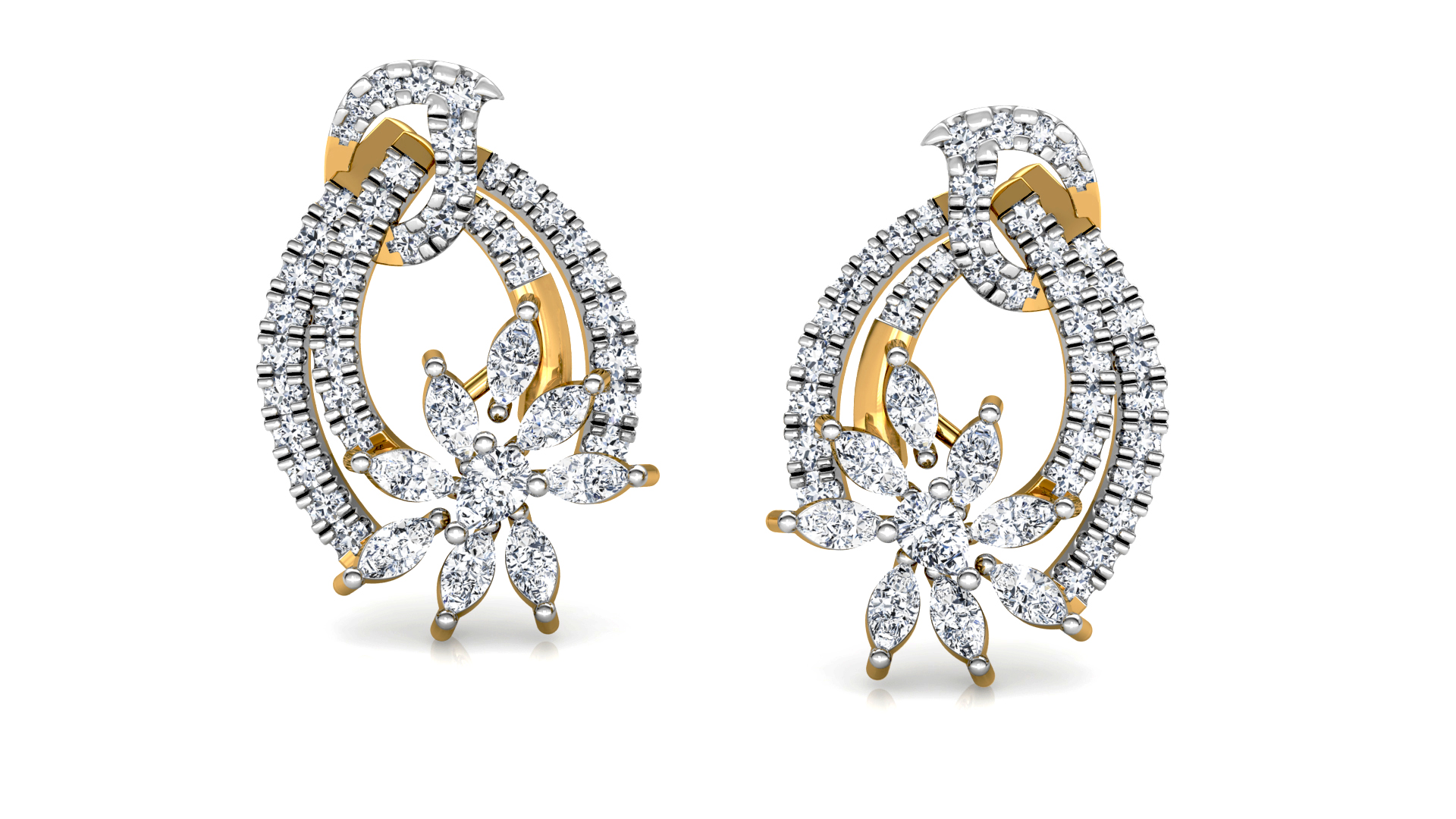 Designer Trendy Gold Diamond Earring