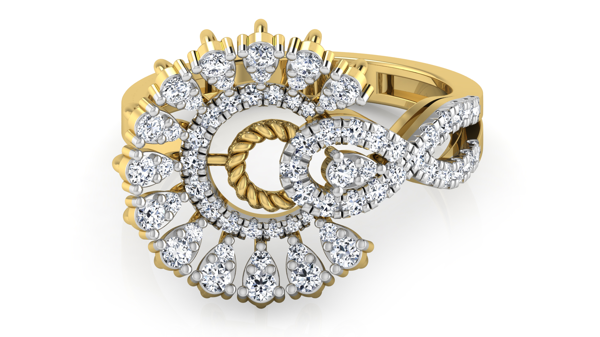 Designer Stylish 18 K Gold Diamond Ring for Women and Girls