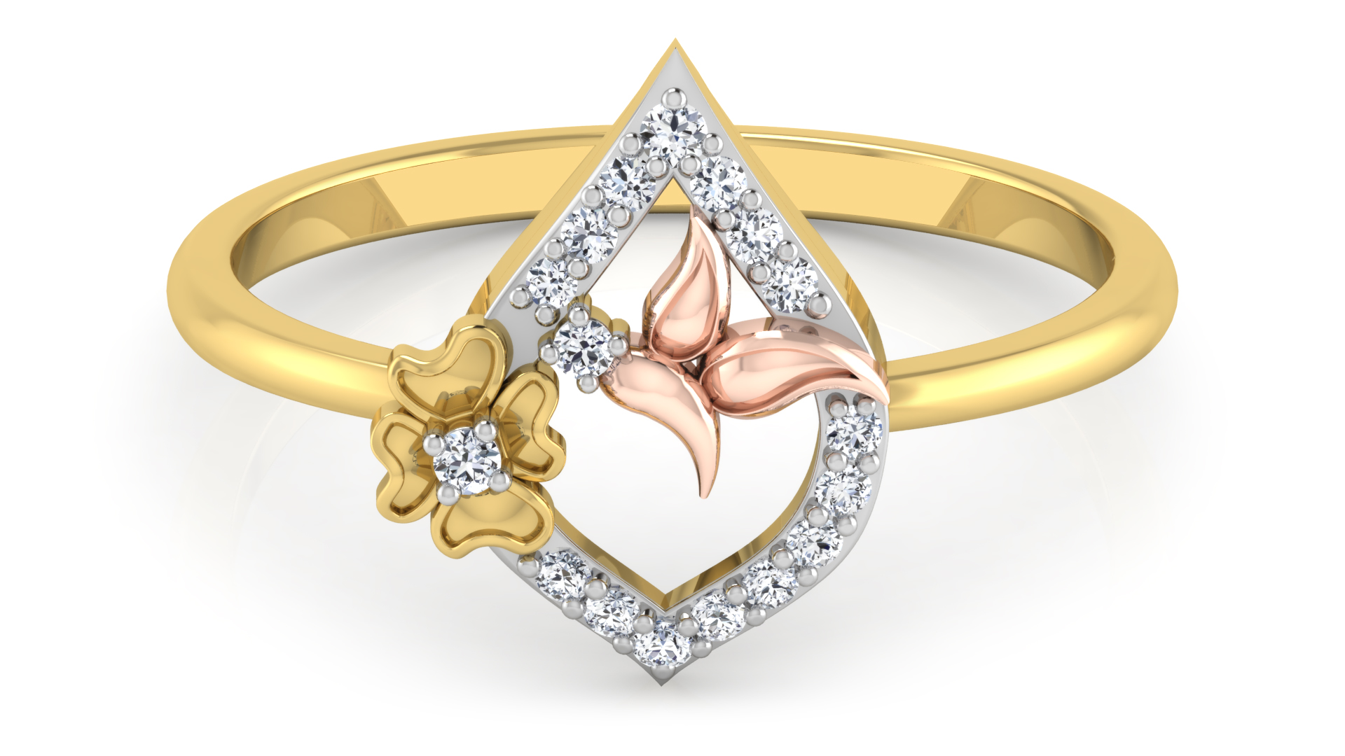 Designer Stylish 18 K Gold Diamond Ring for Women and Girls