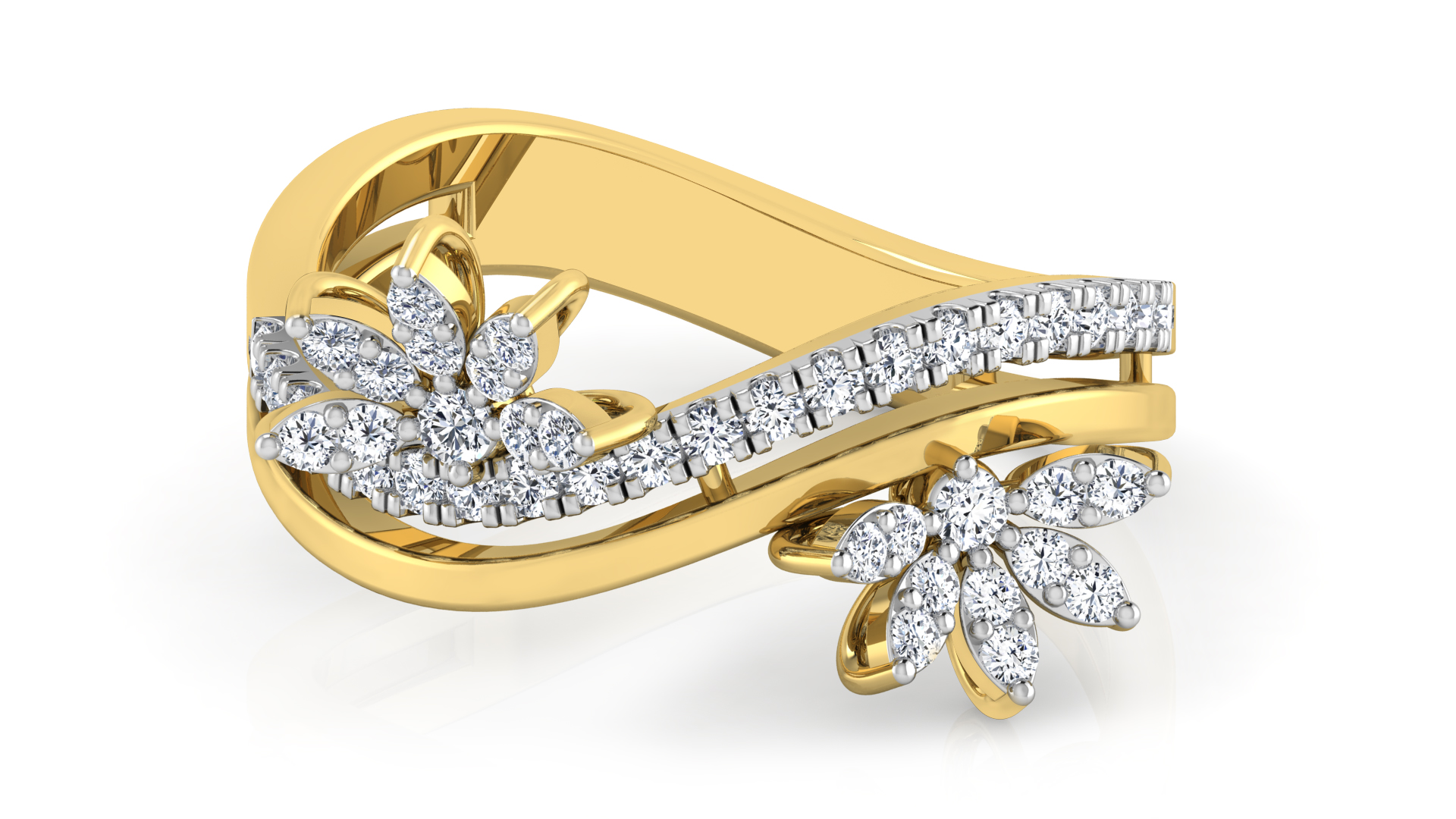 Designer Stylish 18 K Gold Diamond Ring for Women and Girls