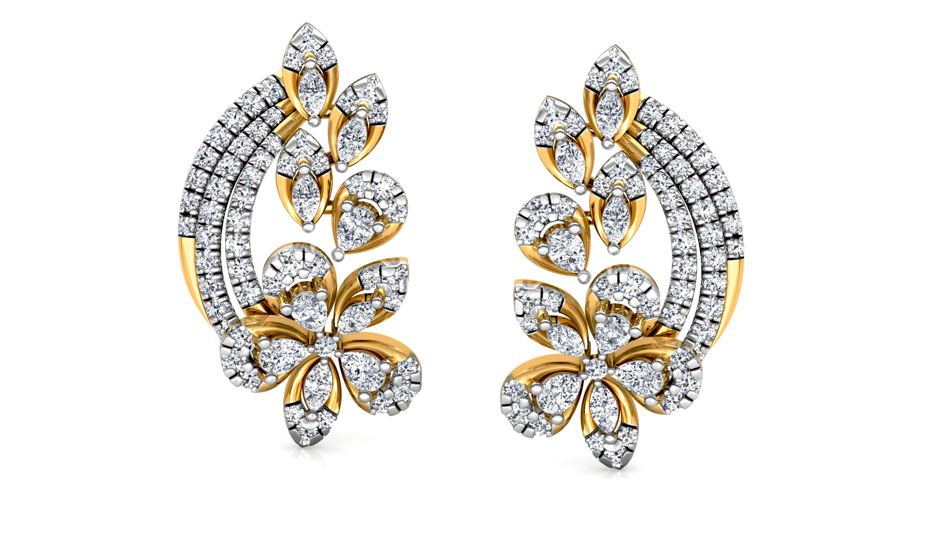 Designer Trendy Gold Diamond Earring