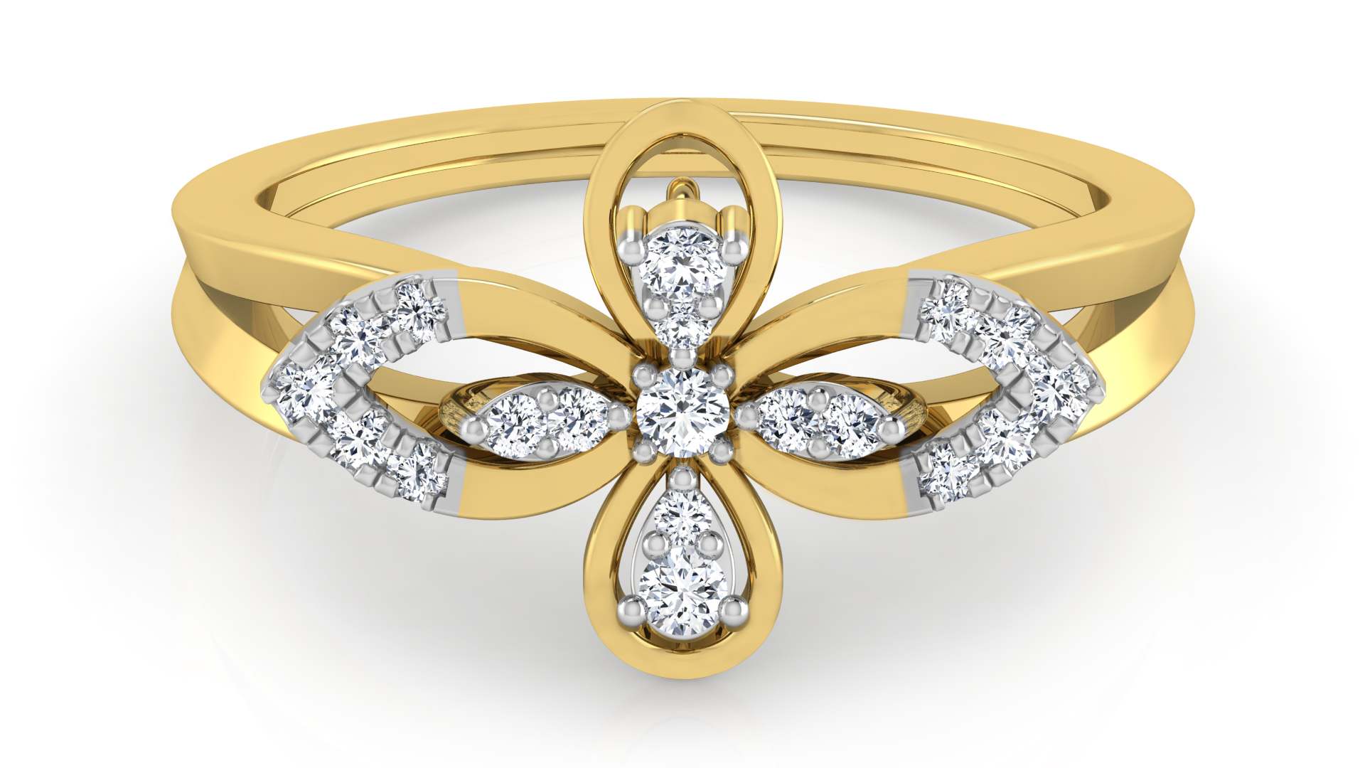 Designer Stylish 18 K Gold Diamond Ring for Women and Girls
