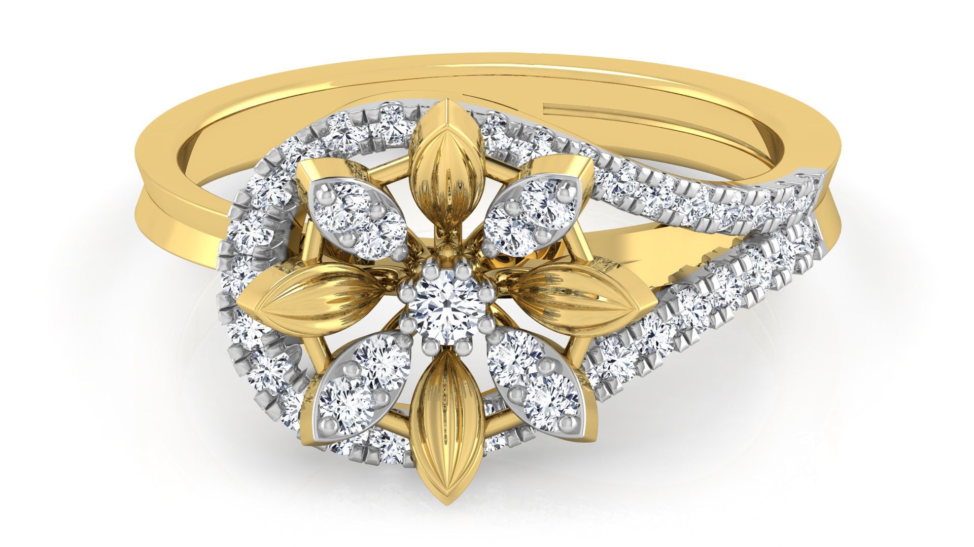Designer Stylish 18 K Gold Diamond Ring for Women and Girls