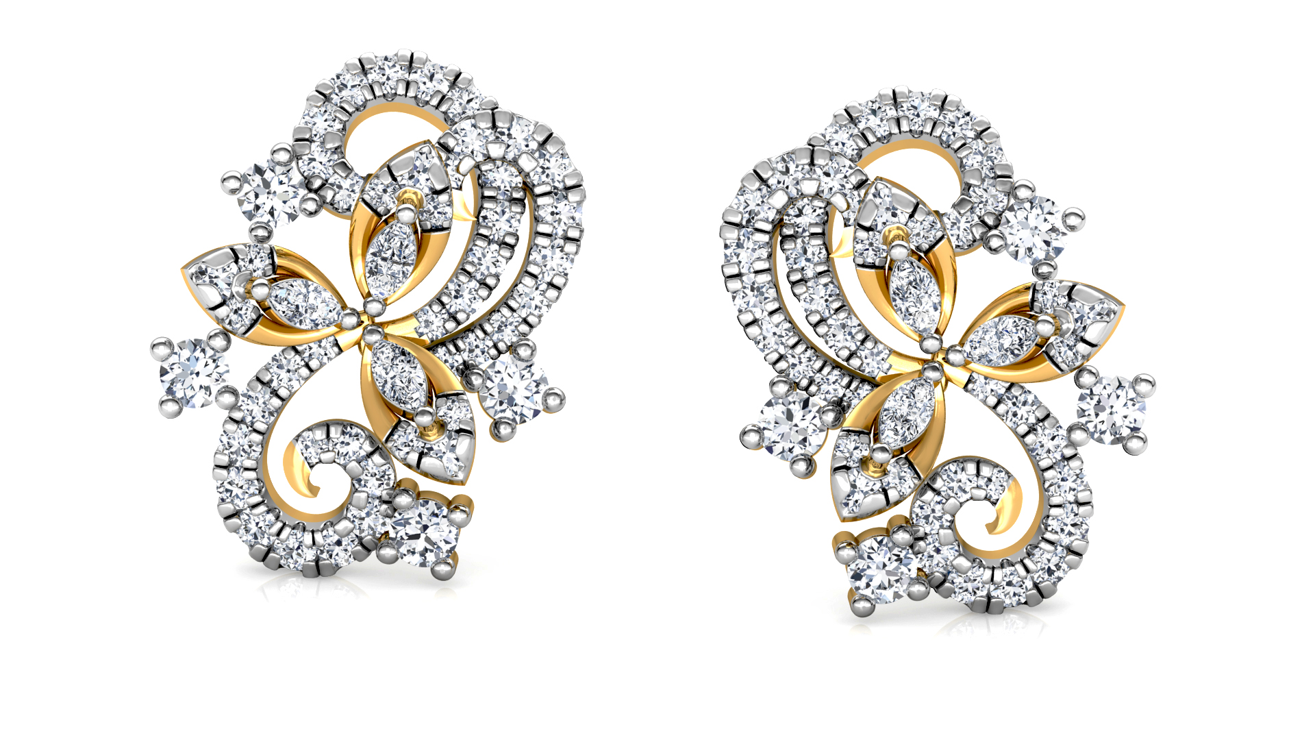 Designer Trendy Gold Diamond Earring