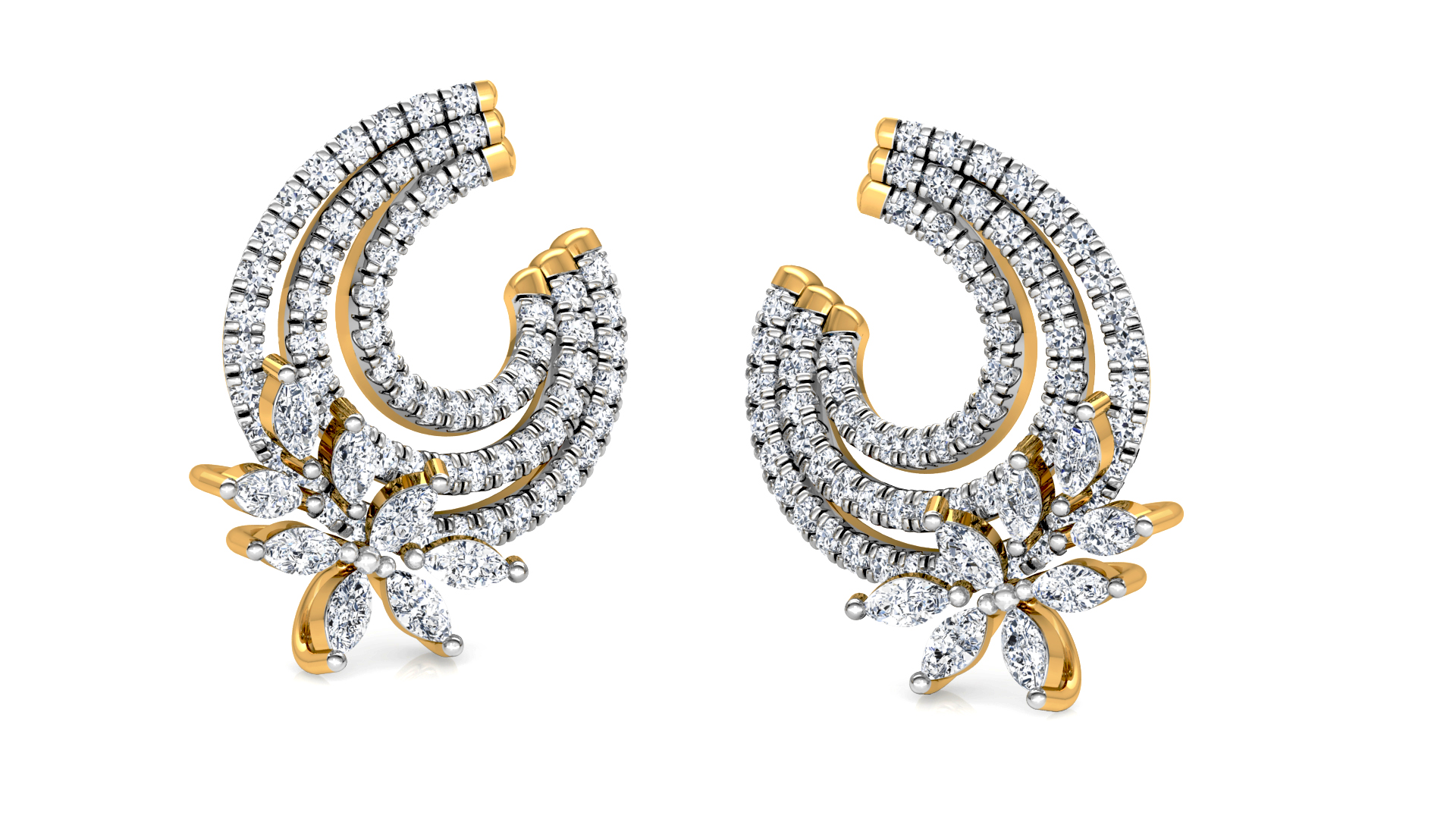 Designer Trendy Gold Diamond Earring