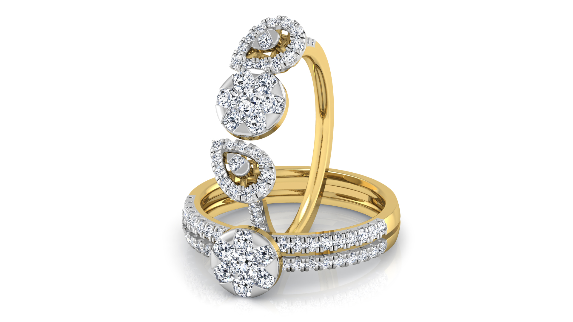 Designer Stylish 18 K Gold Diamond Ring for Women and Girls