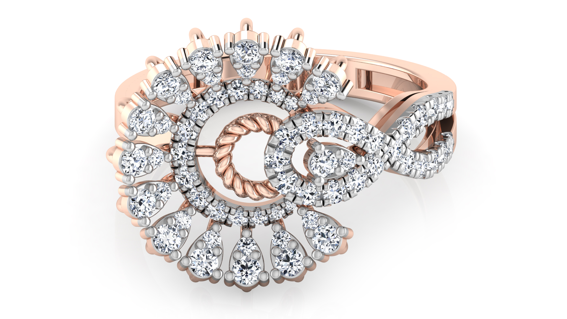 Designer Stylish 18 K Gold Diamond Ring for Women and Girls