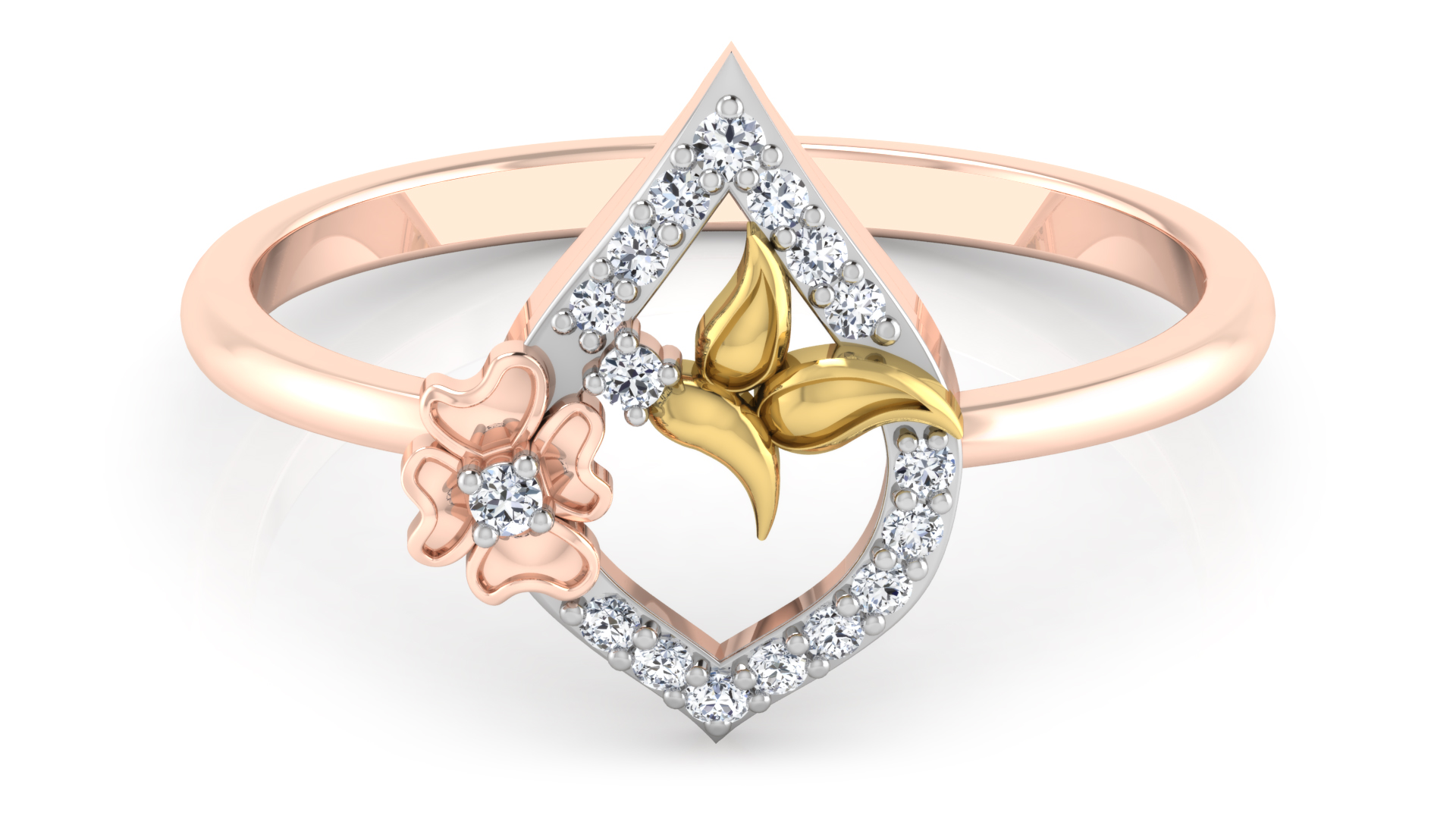 Designer Stylish 18 K Gold Diamond Ring for Women and Girls