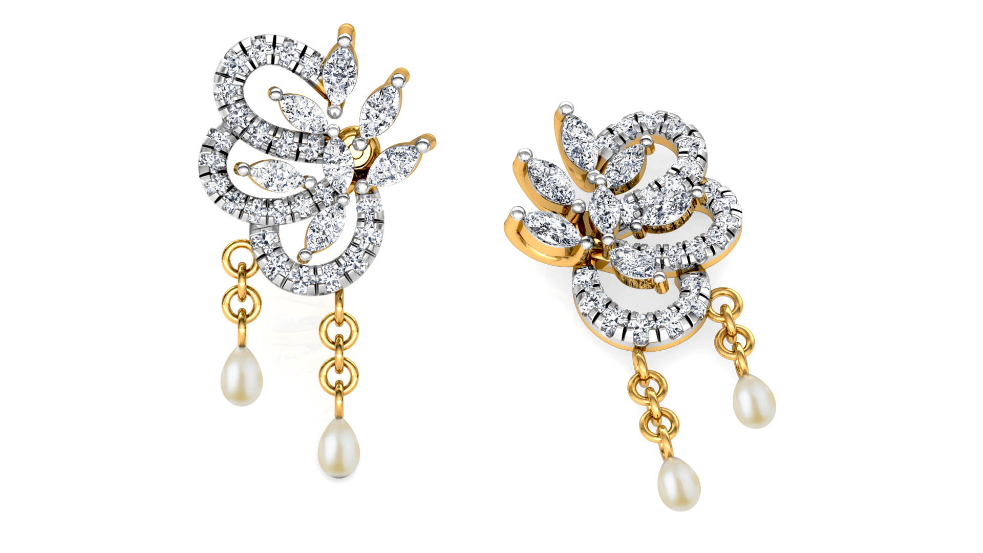 Designer Trendy Gold Diamond Earring