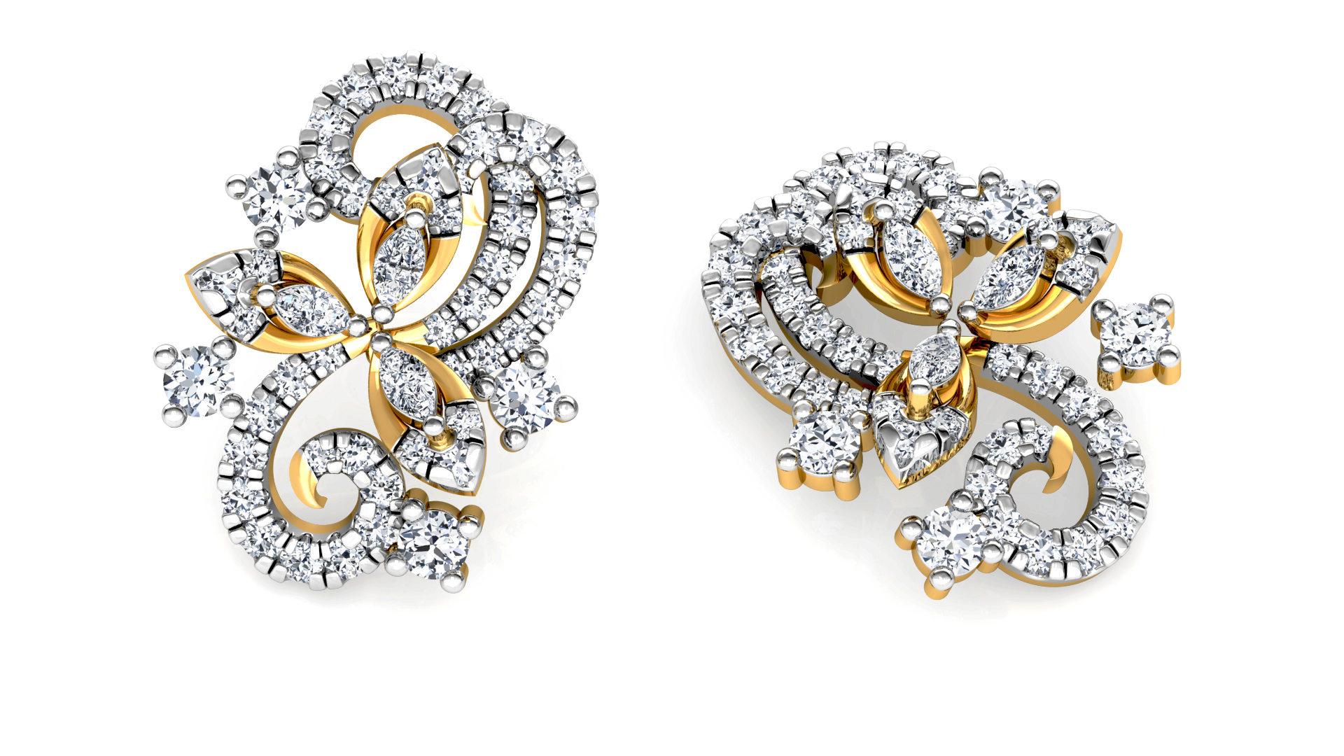 Designer Trendy Gold Diamond Earring