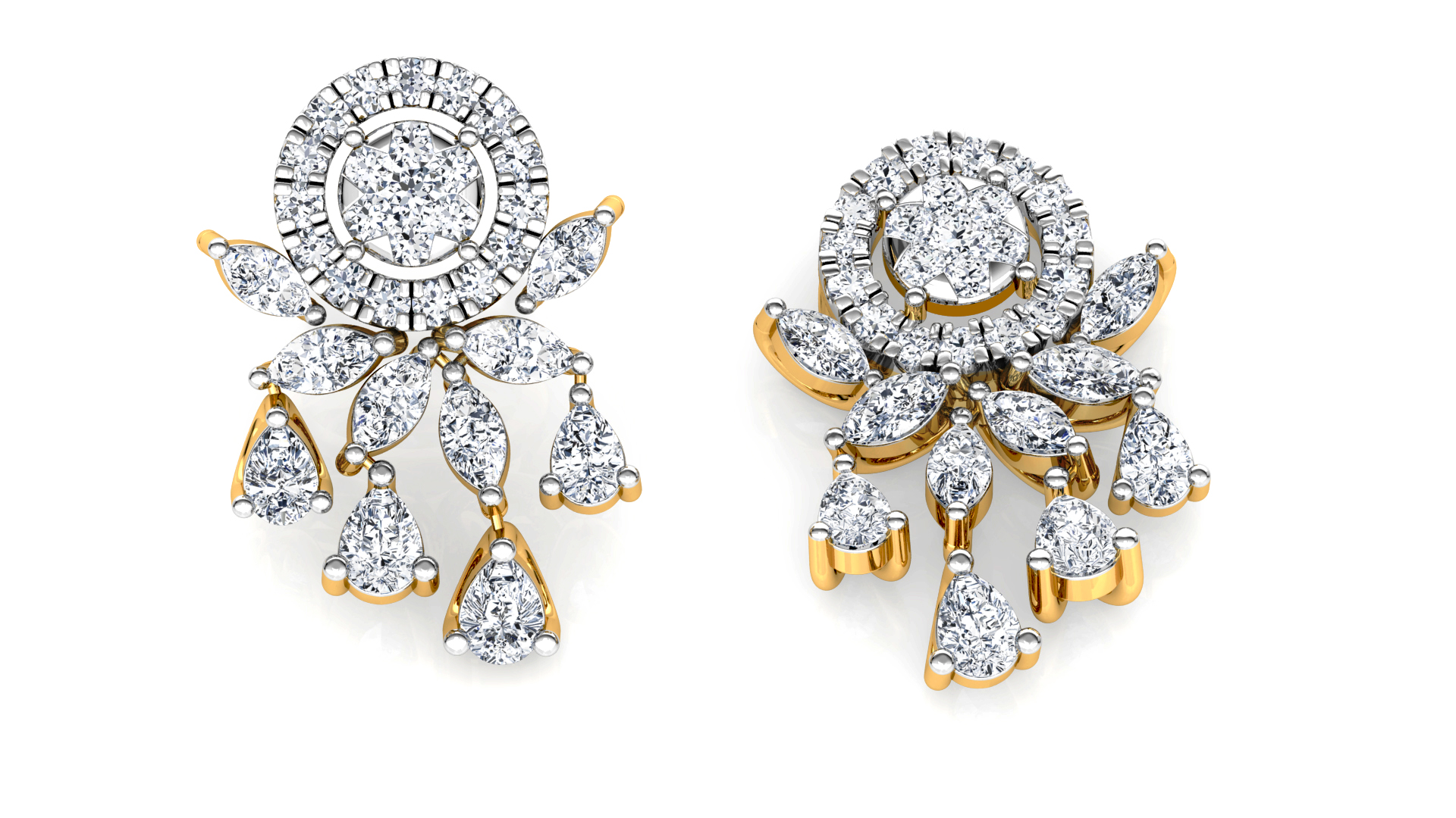 Designer Trendy Gold Diamond Earring