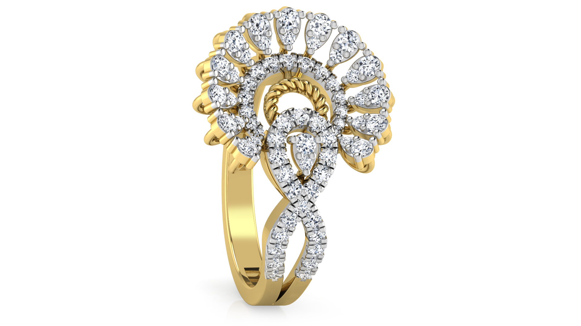 Designer Stylish 18 K Gold Diamond Ring for Women and Girls