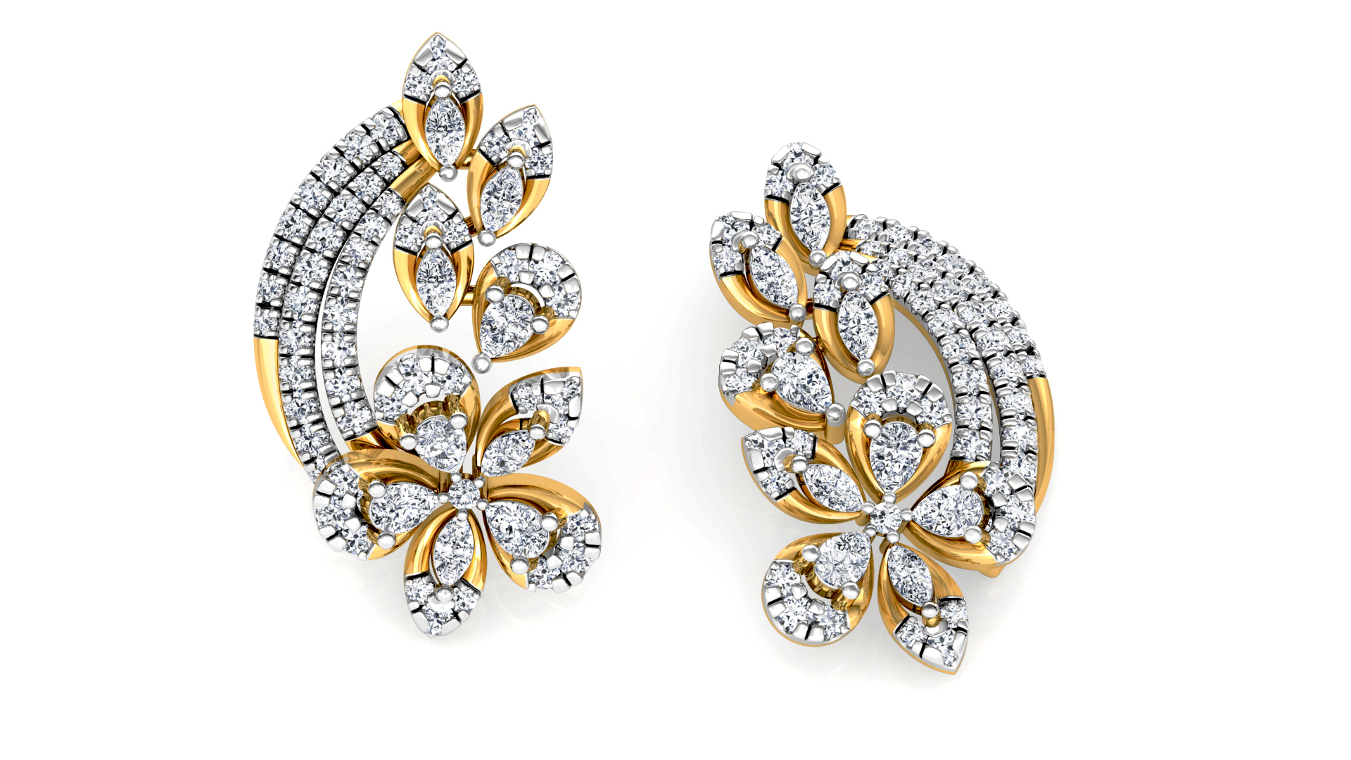 Designer Trendy Gold Diamond Earring