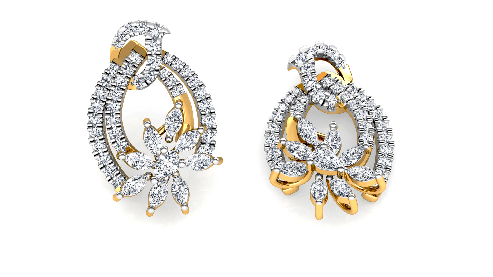Designer Trendy Gold Diamond Earring