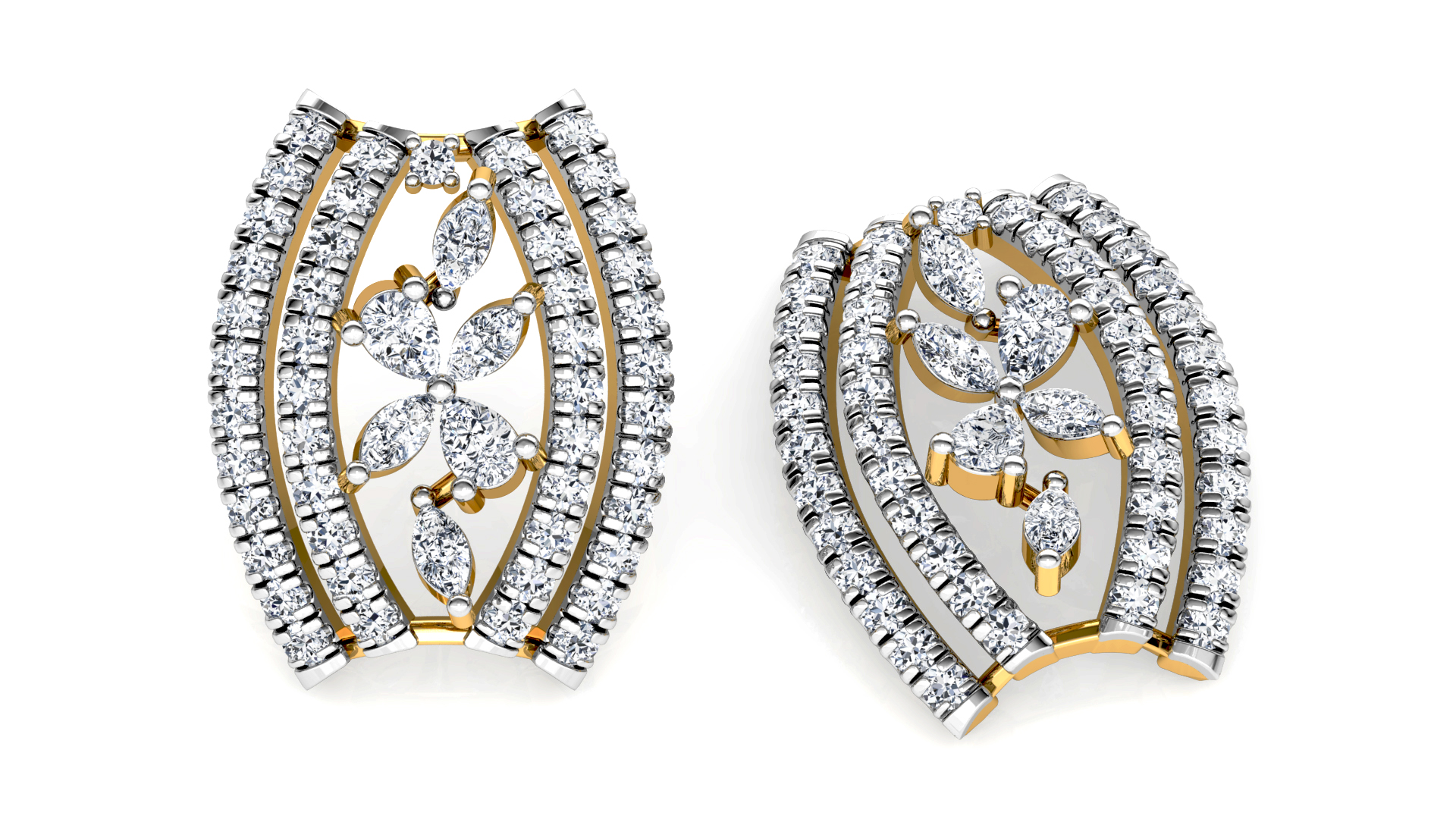 Designer Trendy Gold Diamond Earring