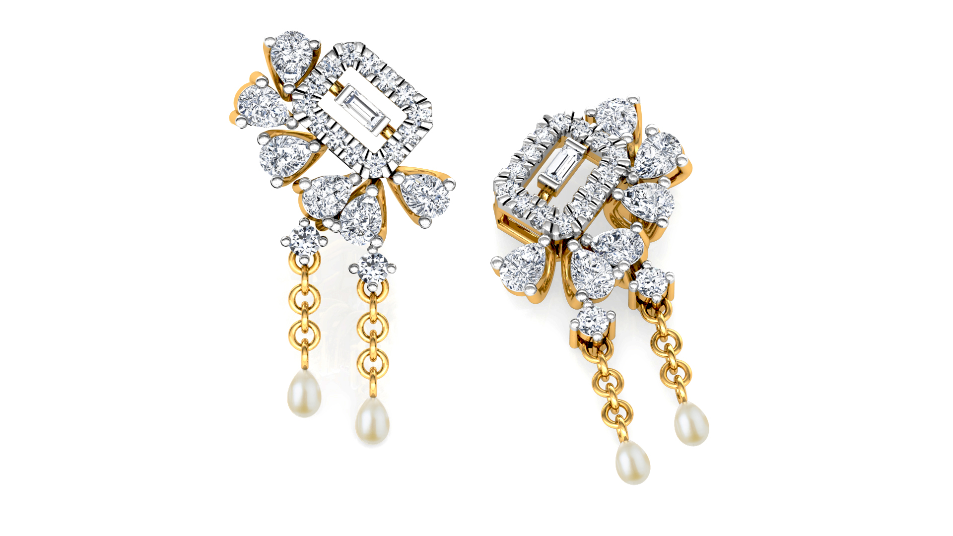 Designer Gold Trendy Diamond Earring