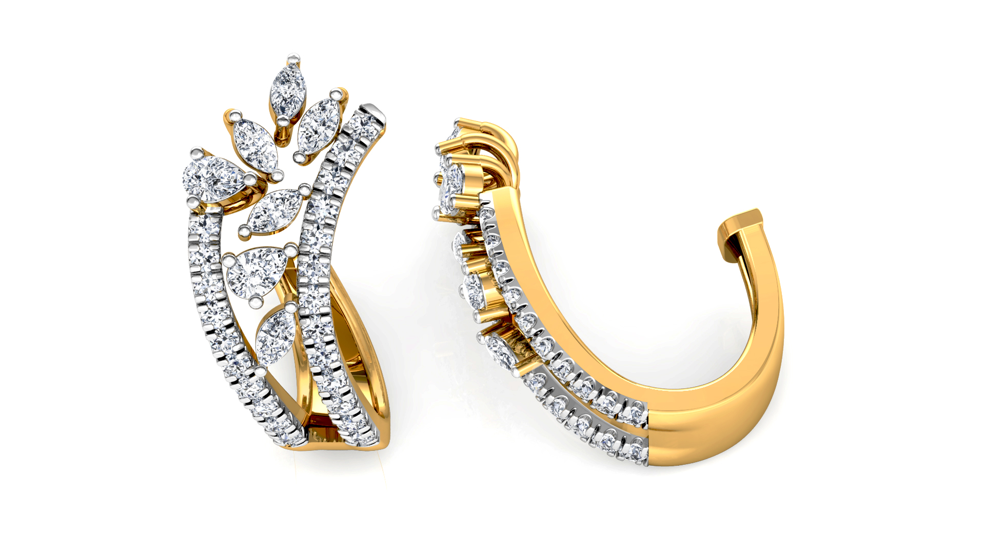 Designer Trendy Gold Diamond Earring