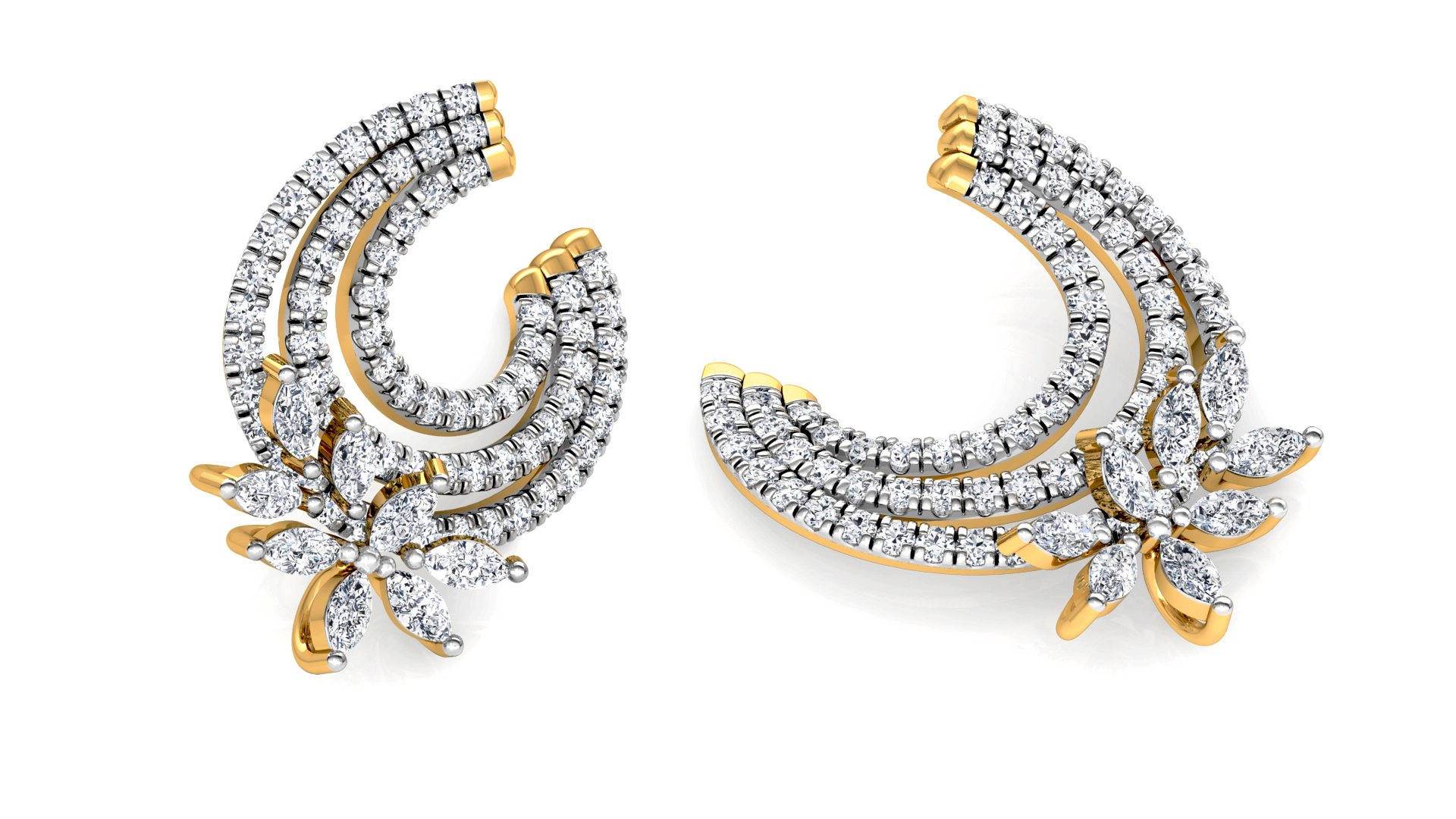 Designer Trendy Gold Diamond Earring