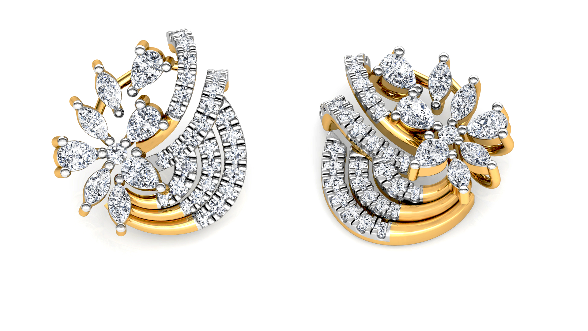 Designer Trendy Gold Diamond Earring