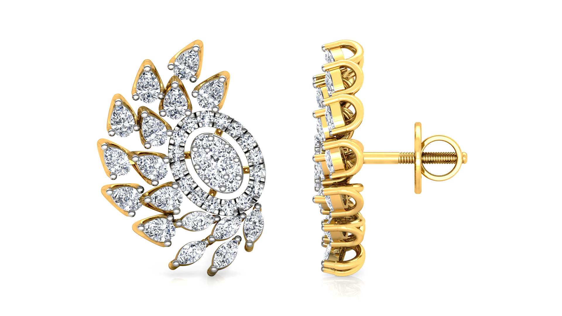 Designer Trendy Gold Diamond Earring