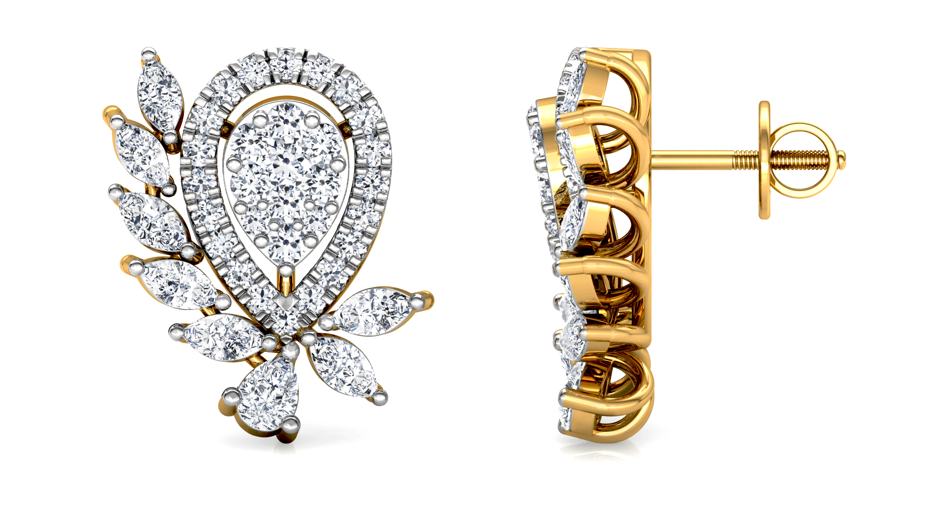 Designer Trendy Gold Diamond Earring
