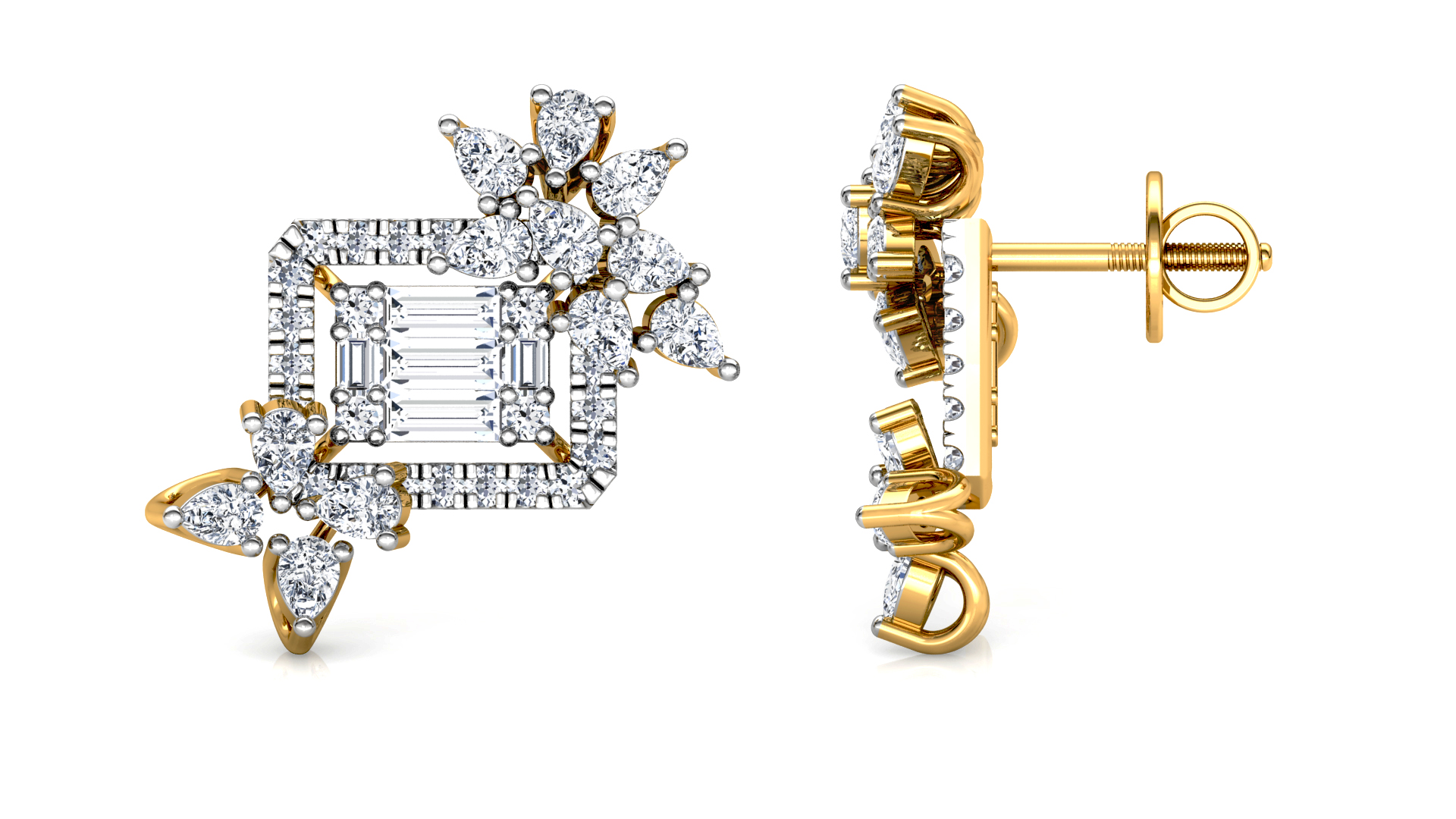 Designer Trendy Gold Diamond Earring
