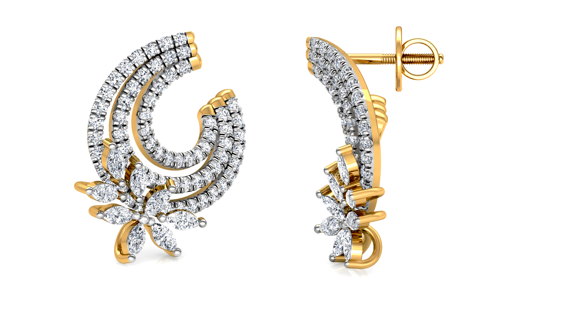 Designer Trendy Gold Diamond Earring