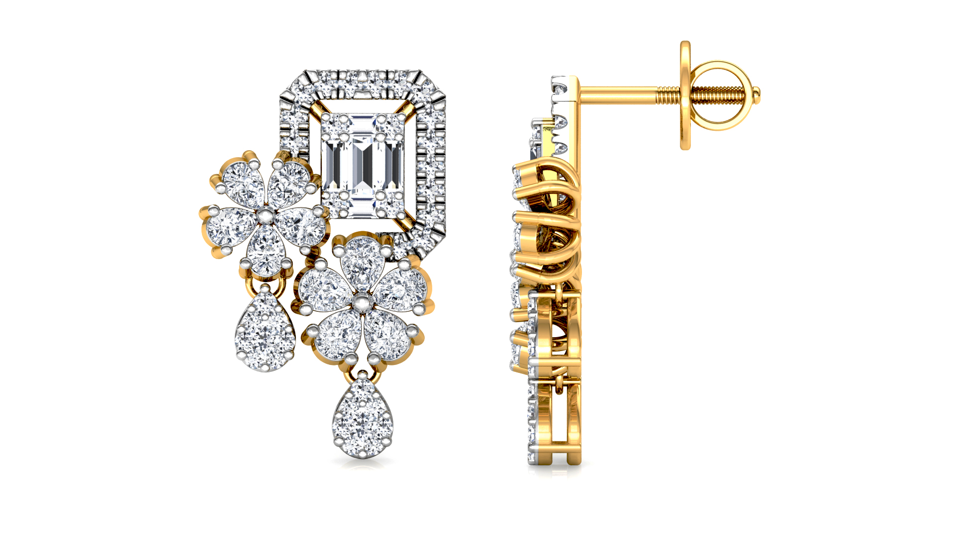 Designer Trendy Gold Diamond Earring