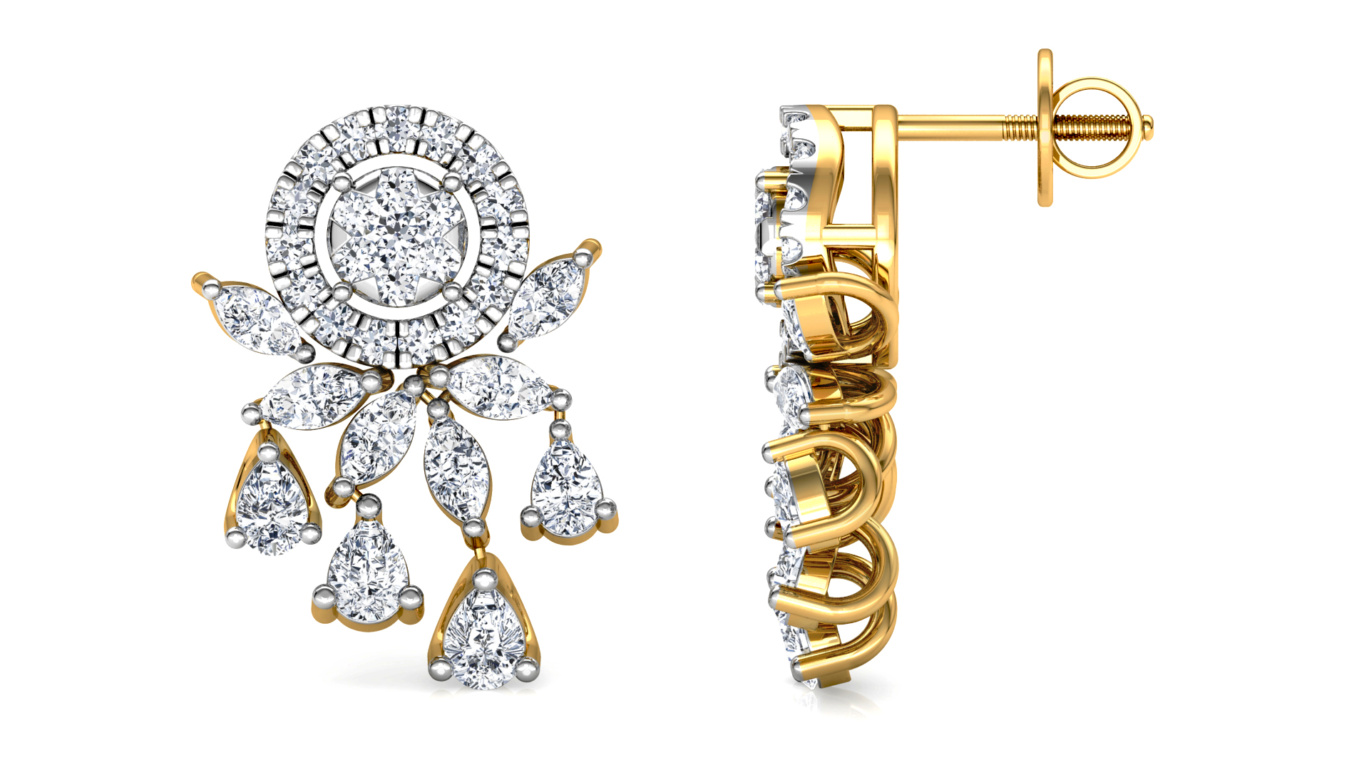 Designer Trendy Gold Diamond Earring