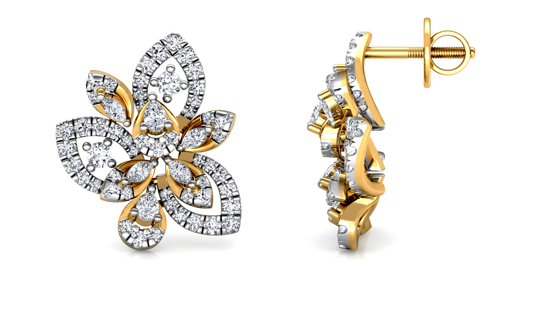 Designer Trendy Gold Diamond Earring