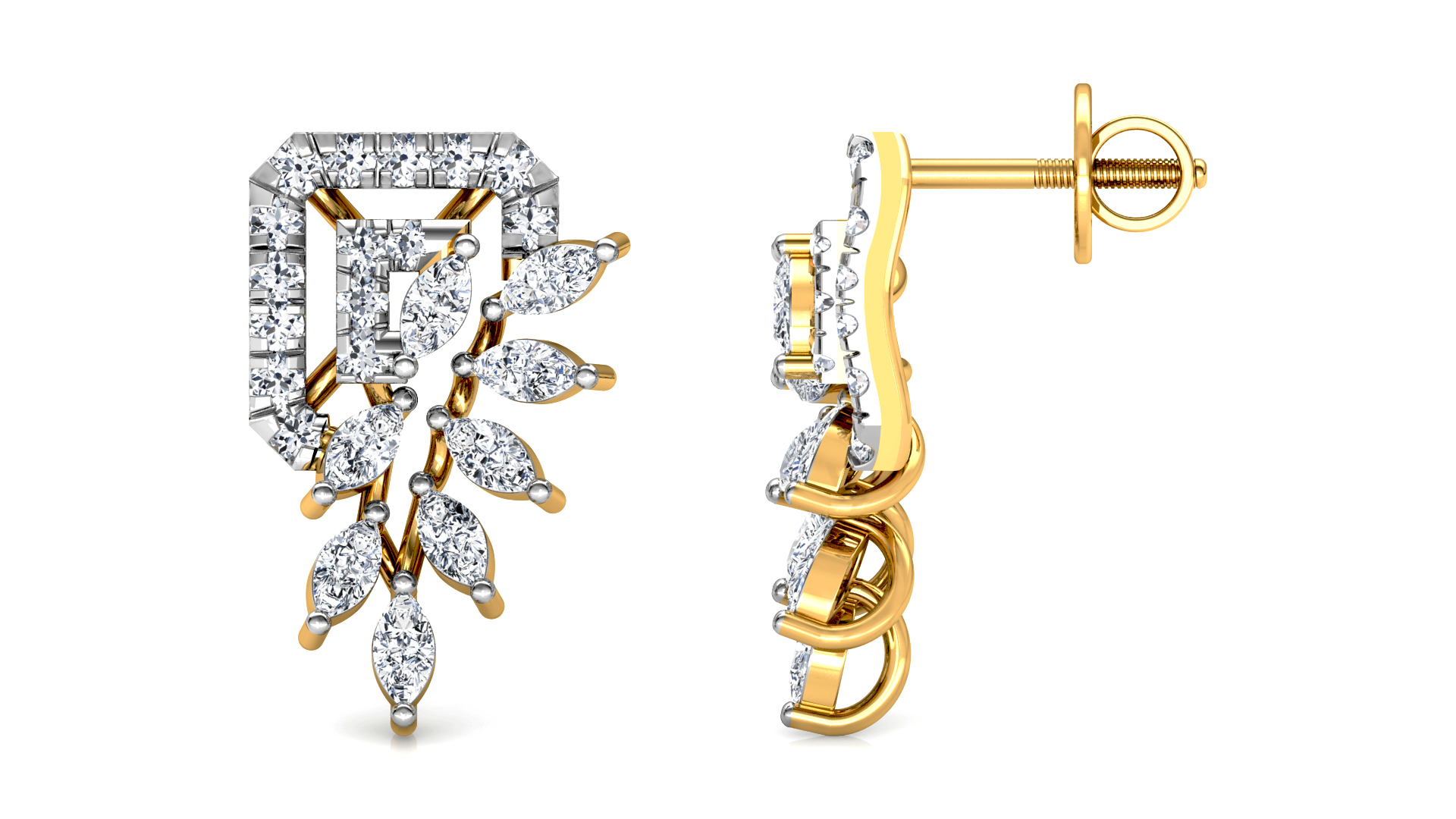 Designer Trendy Gold Diamond Earring