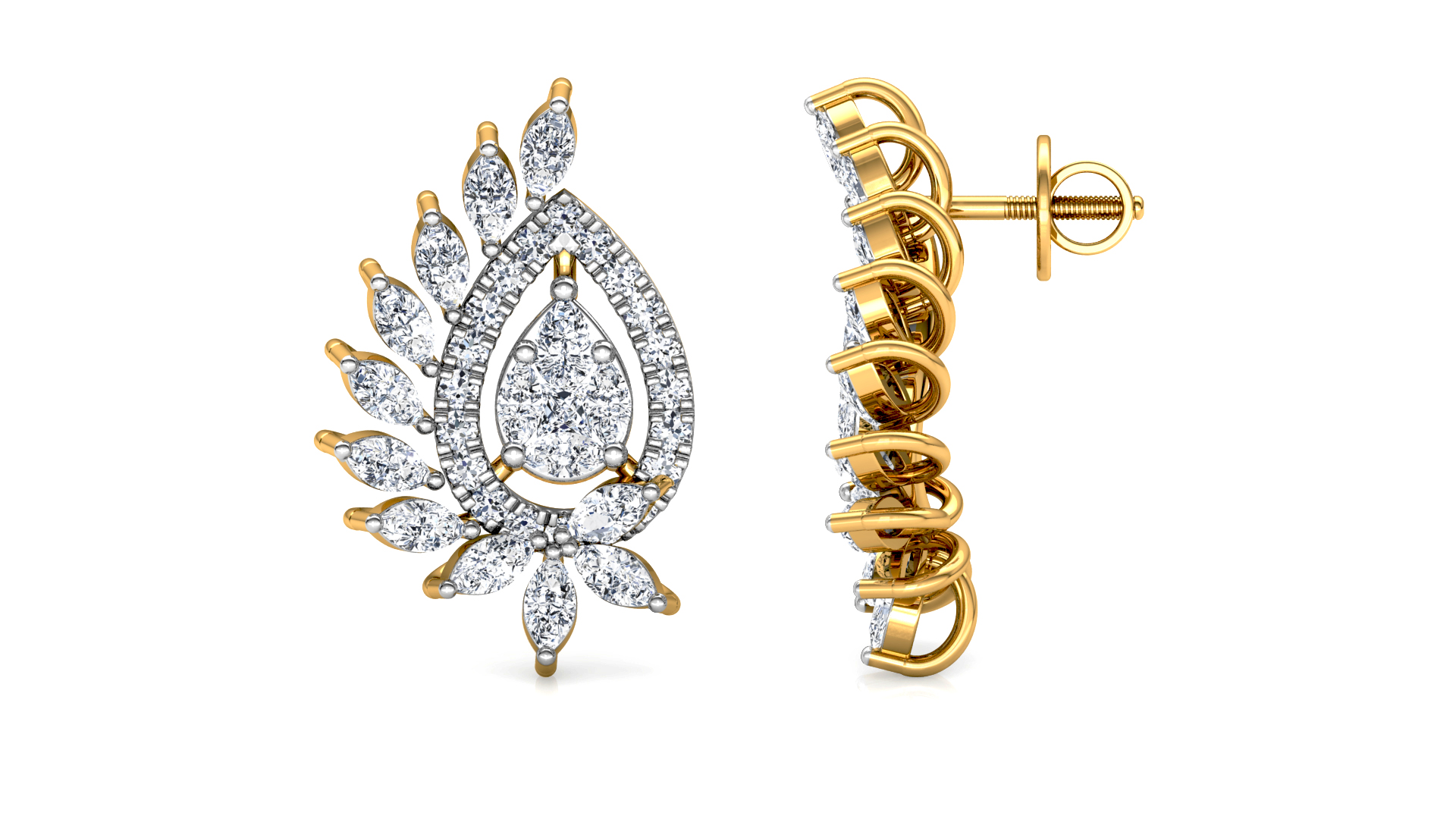 Designer Gold Trendy Diamond Earring