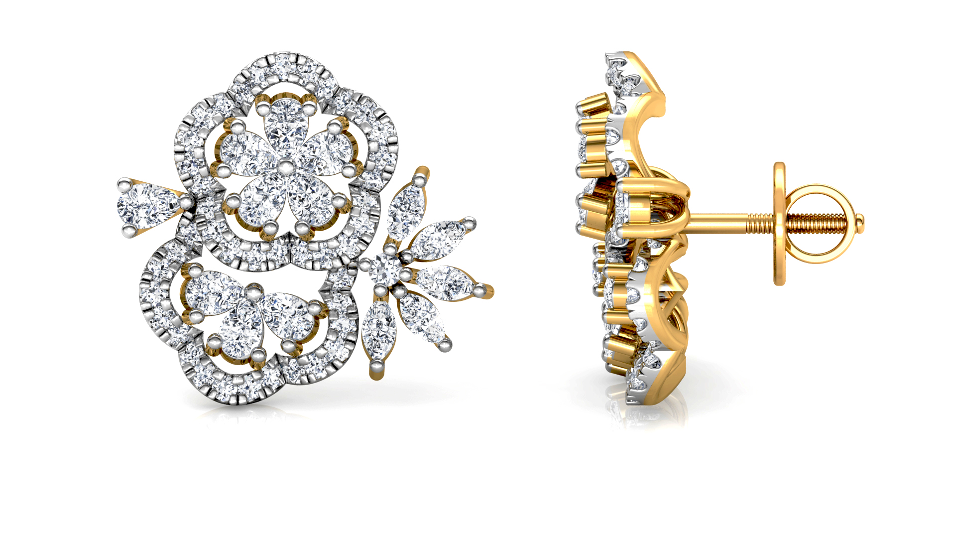 Designer Trendy Gold Diamond Earring