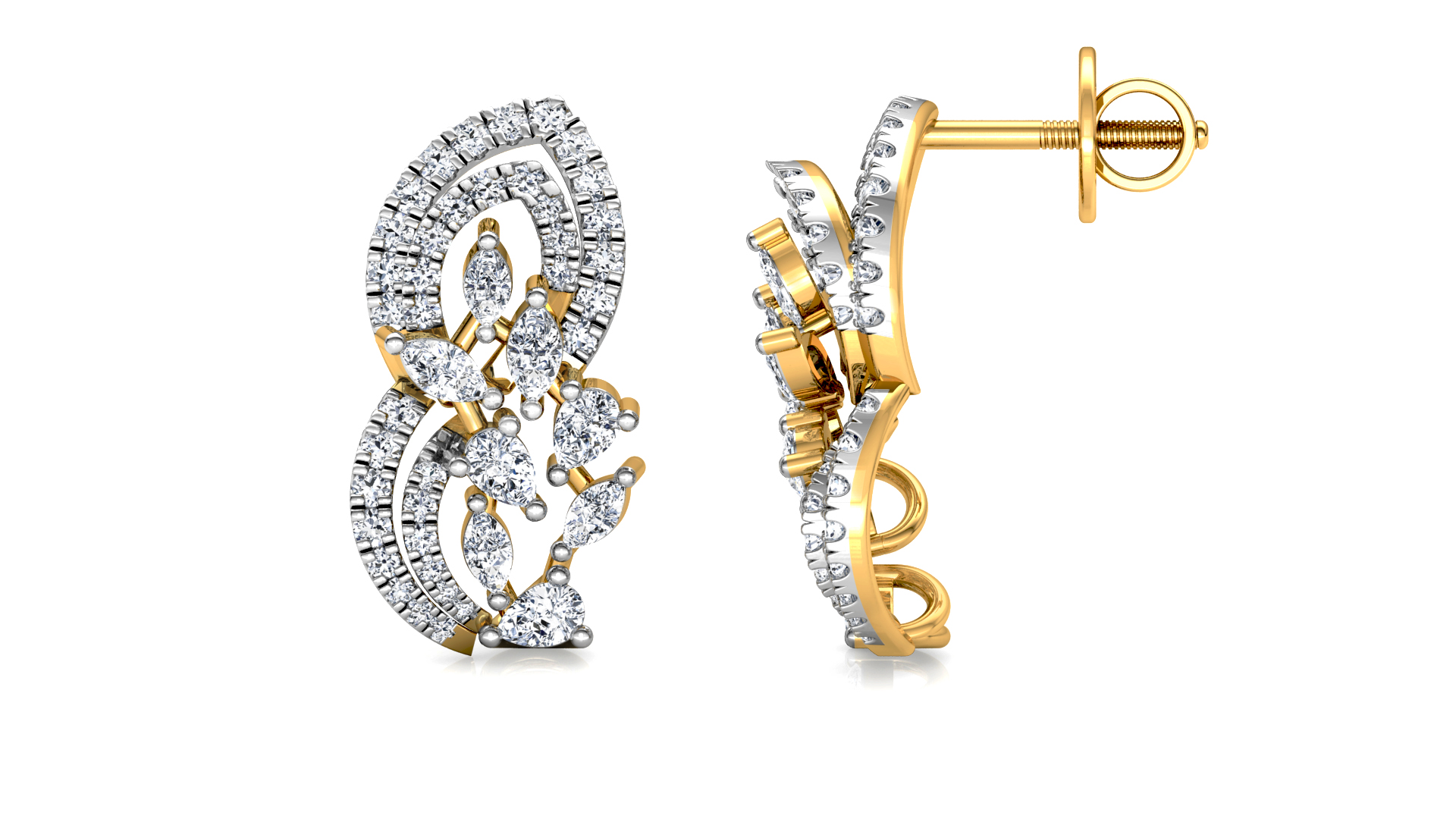 Designer Trendy Gold Diamond Earring