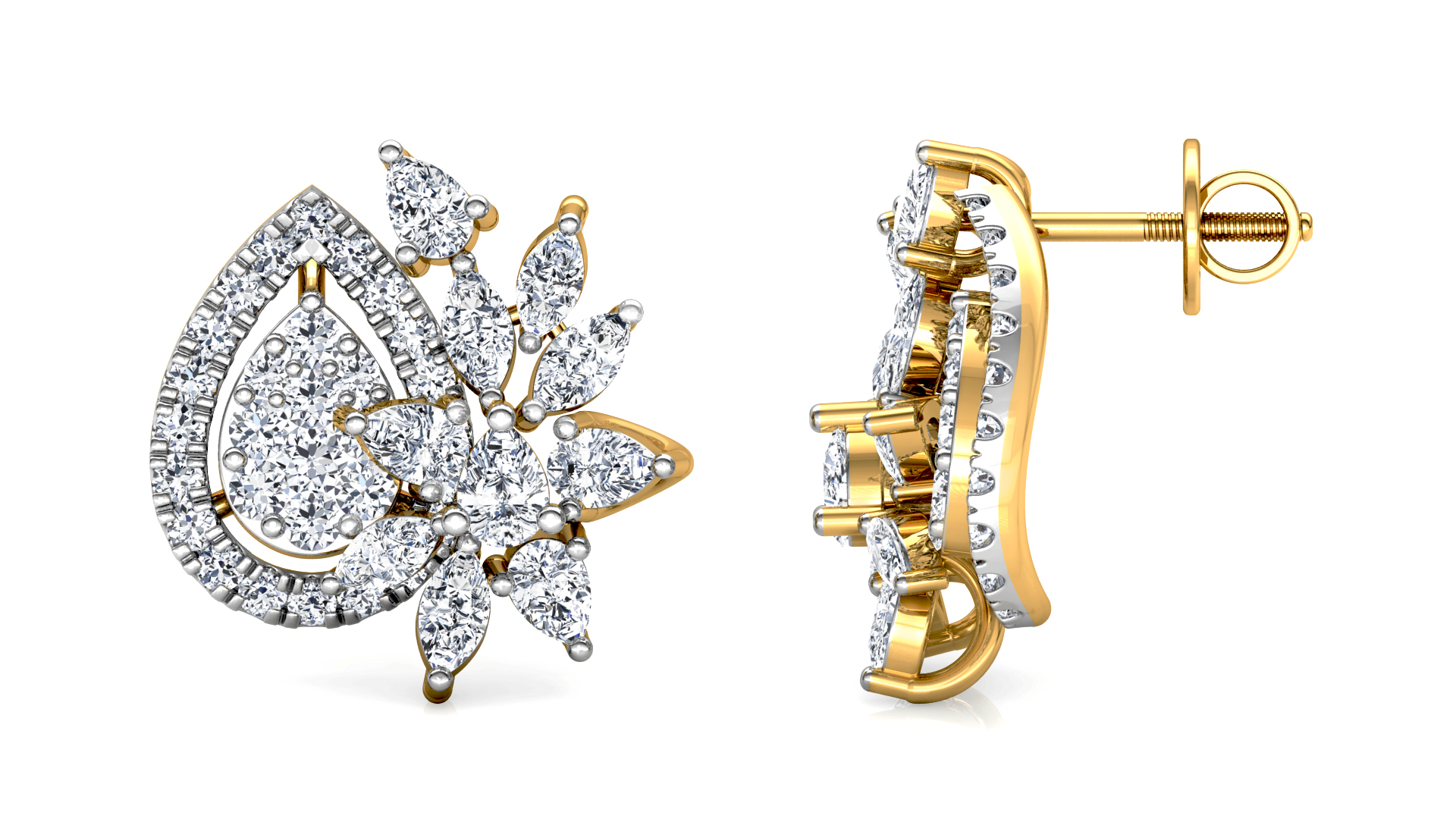 Designer Trendy Gold Diamond Earring