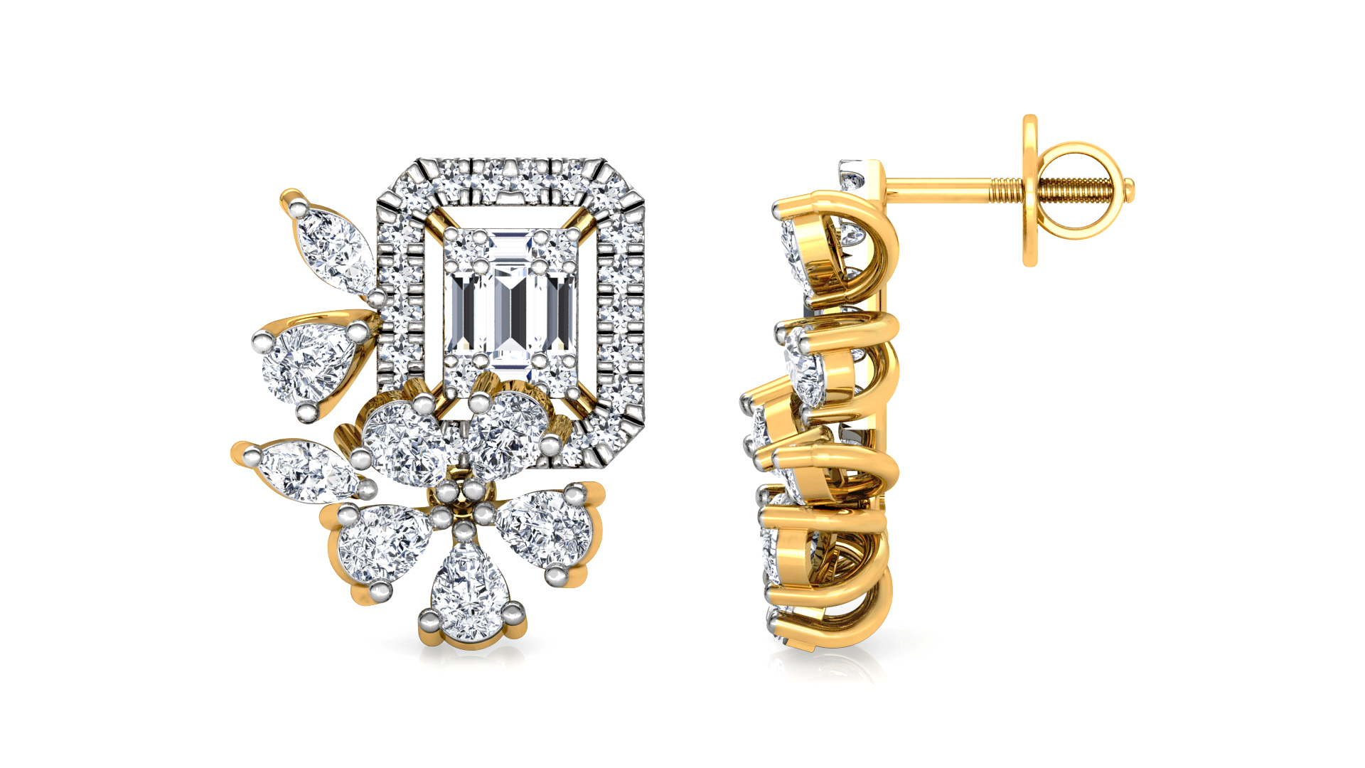 Designer Trendy Gold Diamond Earring