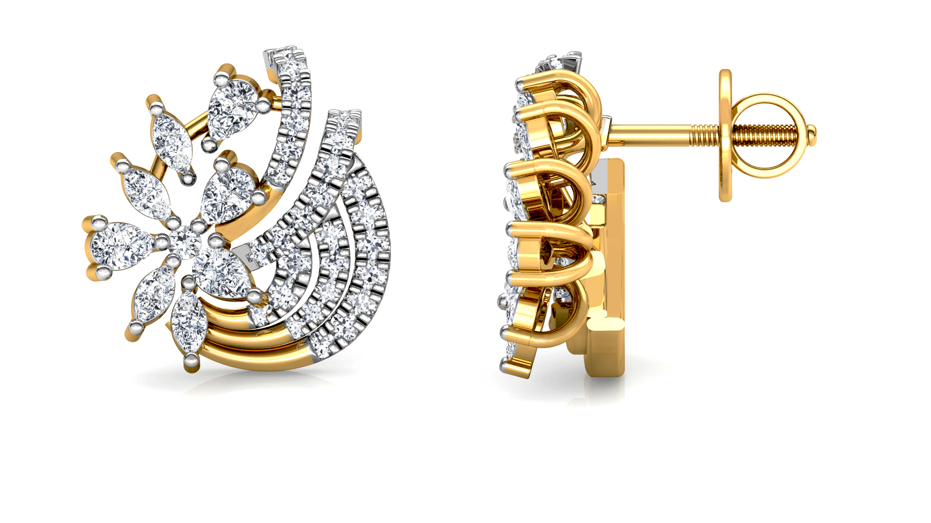 Designer Trendy Gold Diamond Earring