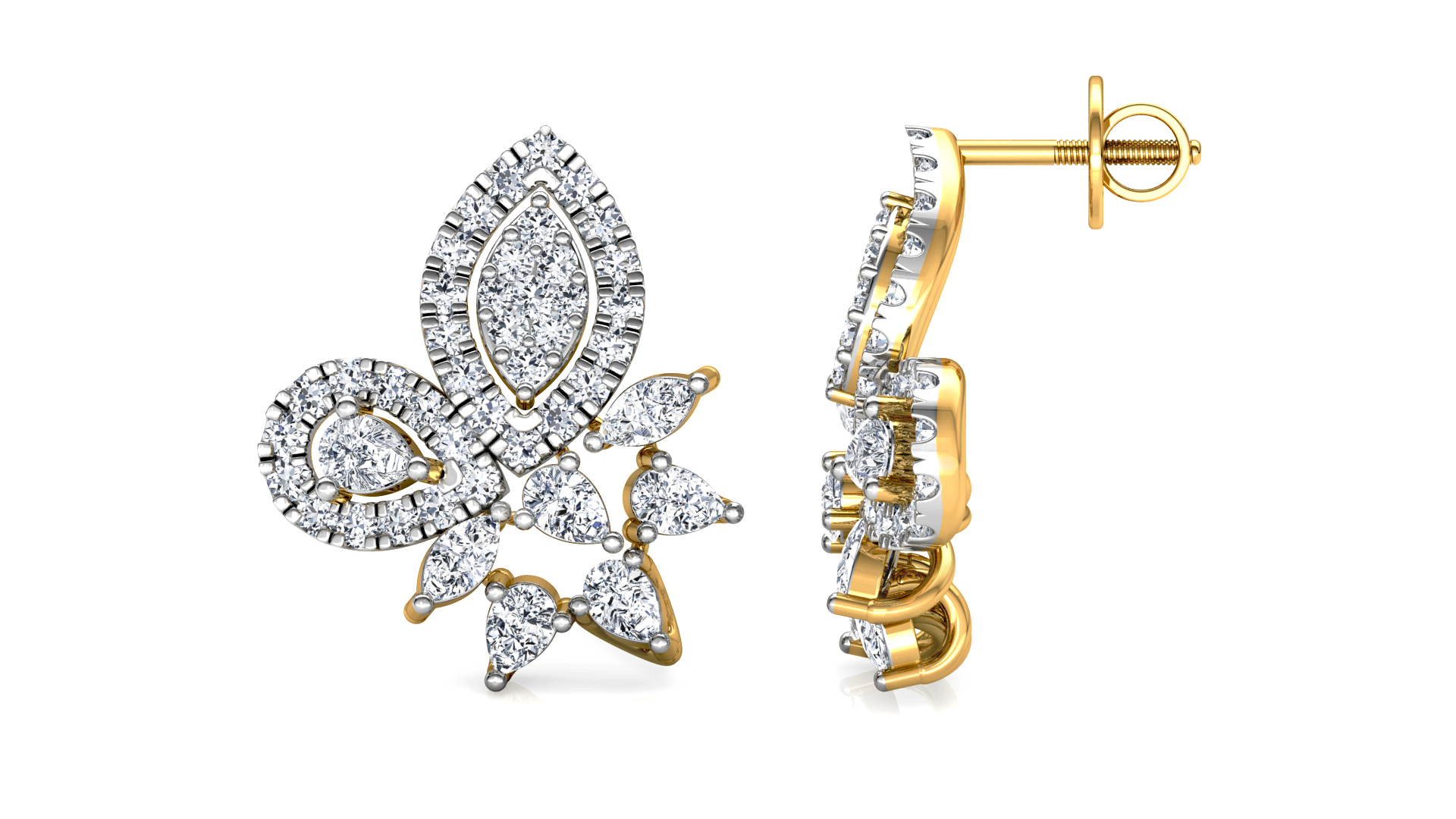 Designer Trendy Gold Diamond Earring