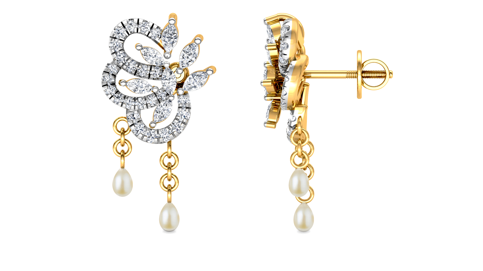 Designer Trendy Gold Diamond Earring